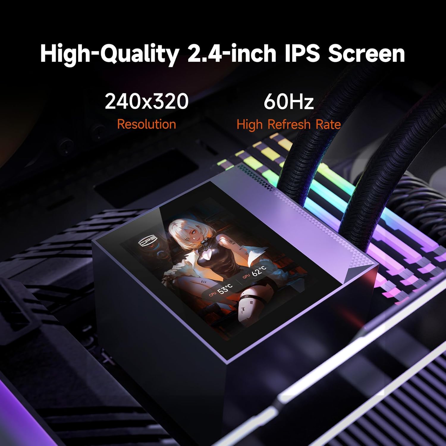 Raffreddatore CPU AIO 360mm con Display IPS 2,4" - immagine 2