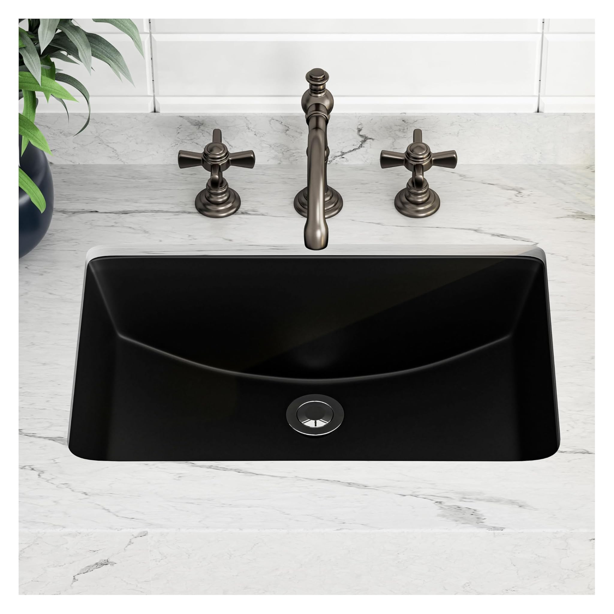 Lavandino da Bagno in Ceramica Nera 45,7 x 35,6 cm