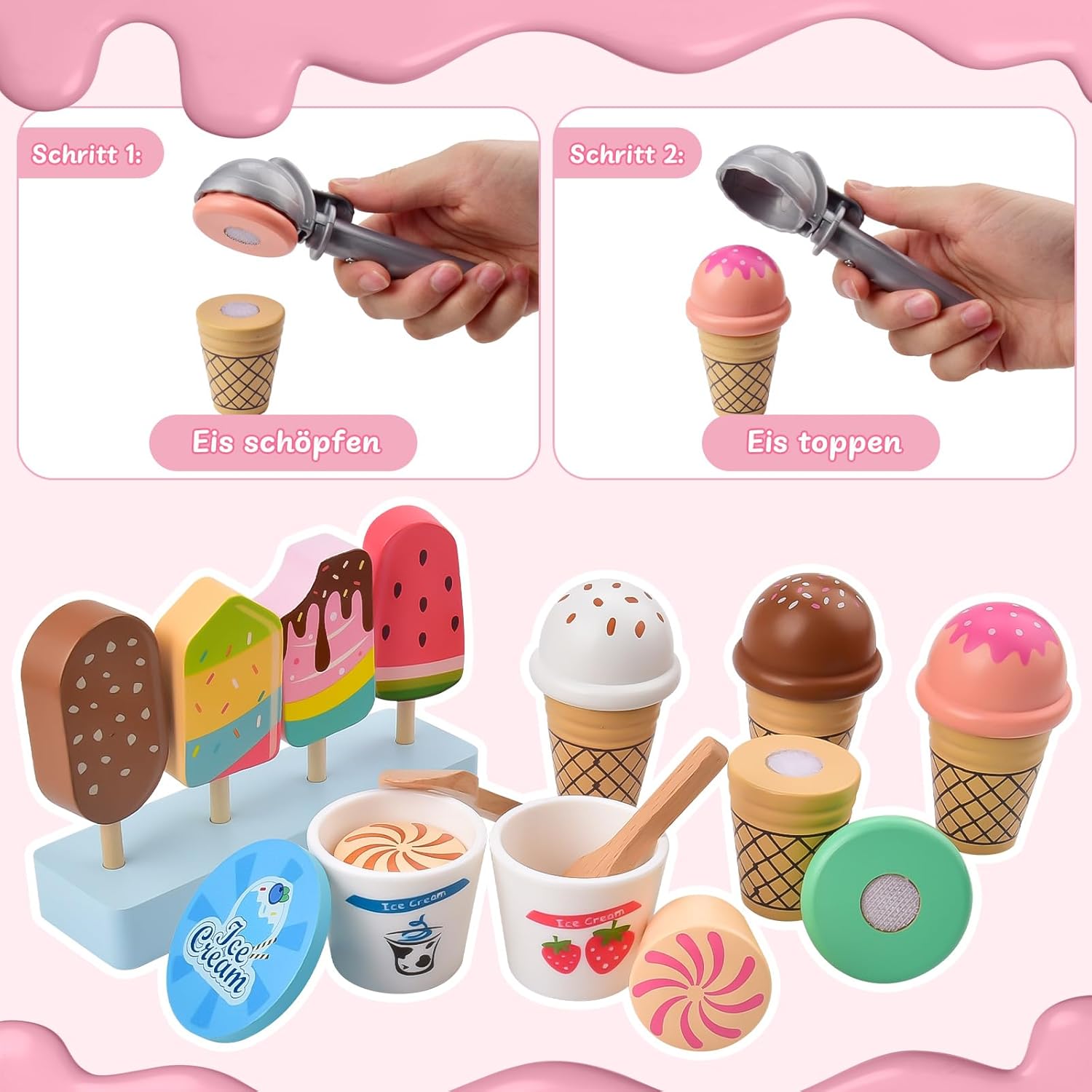 Gelateria in Legno 46 PCS con Banconote e Monete - immagine 7