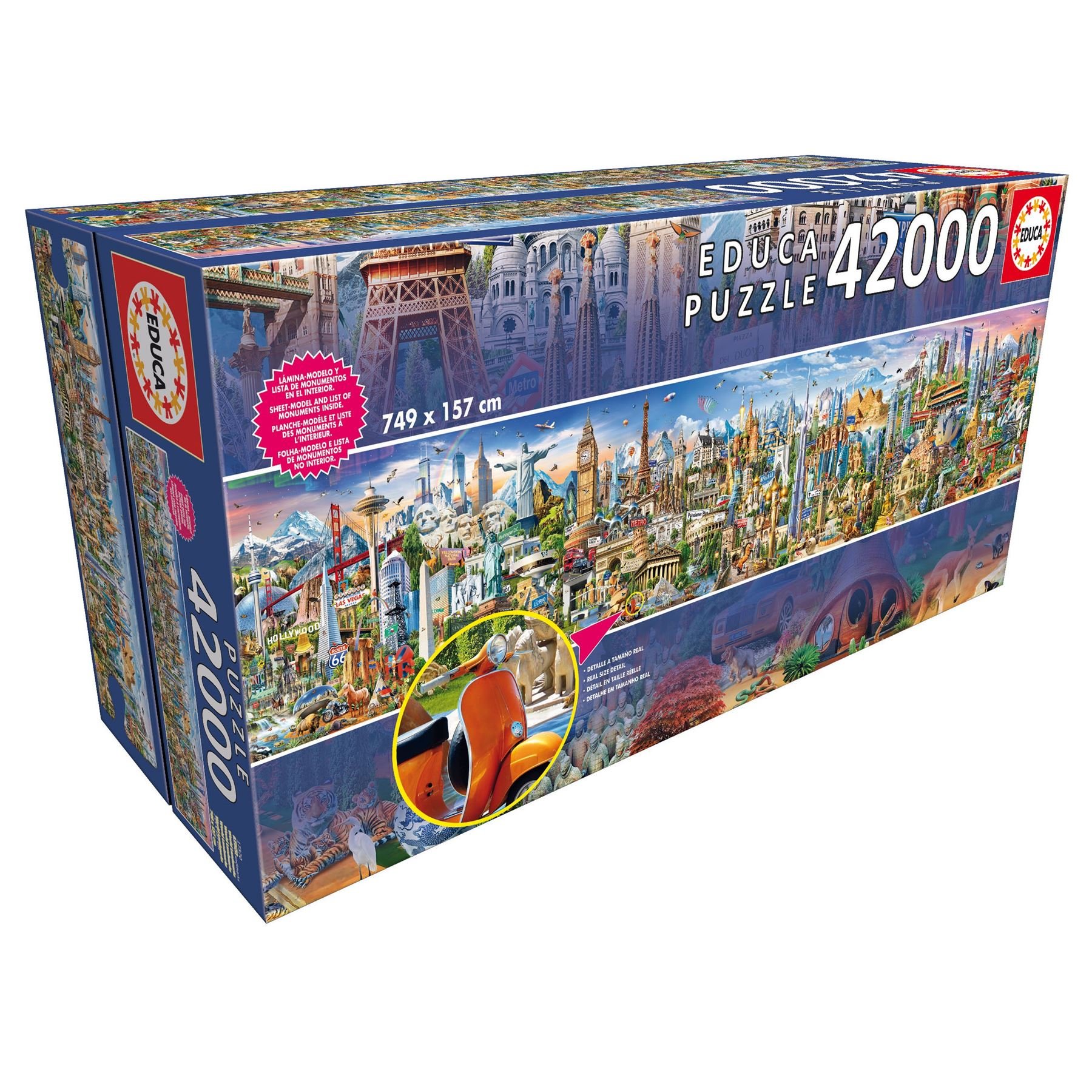 Educa - Puzzle da 42000 pezzi per adulti l XXL Puzzles. Il Giro del Mondo. Il Puzzle più Grande del Mondo (17570)