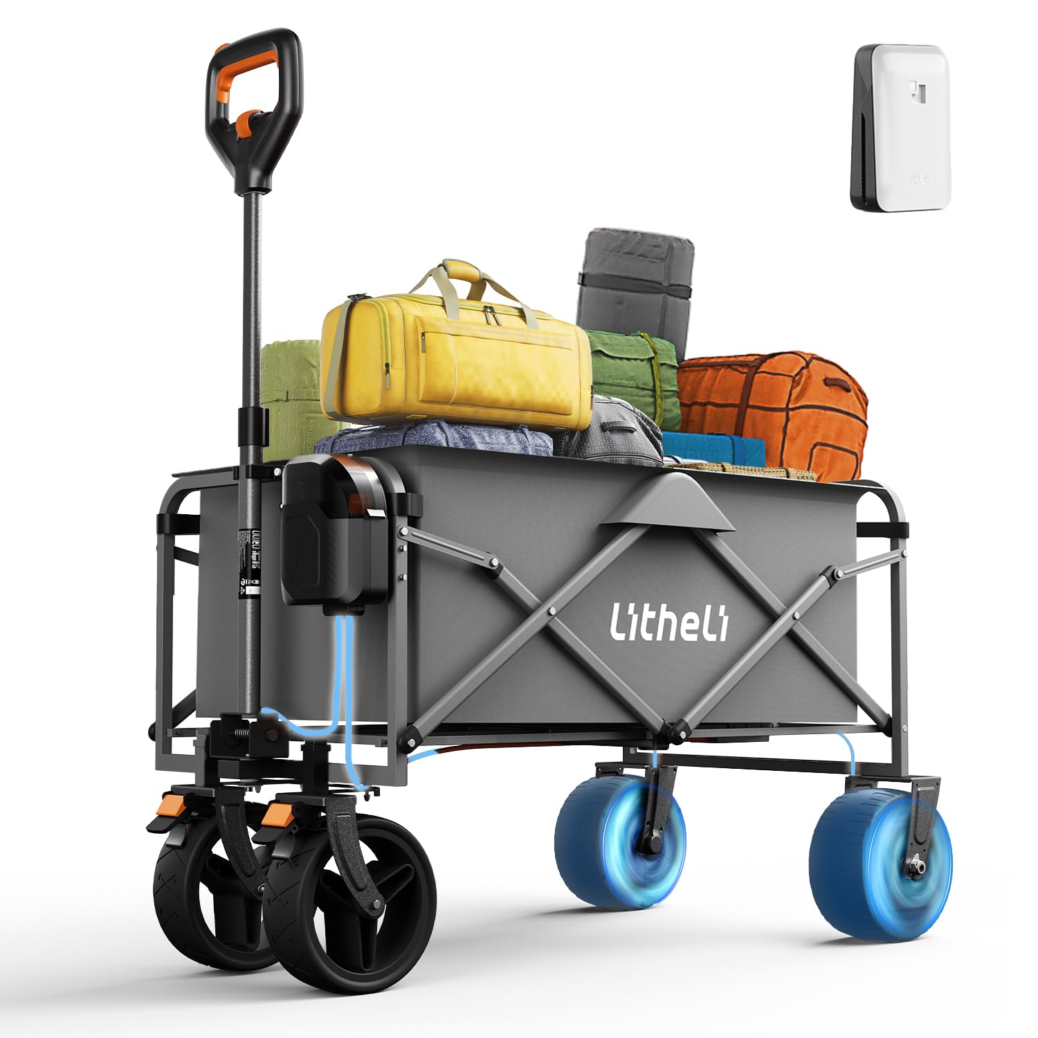 Litheli Carrello Elettrico Pieghevole 100L 50KG Grigio