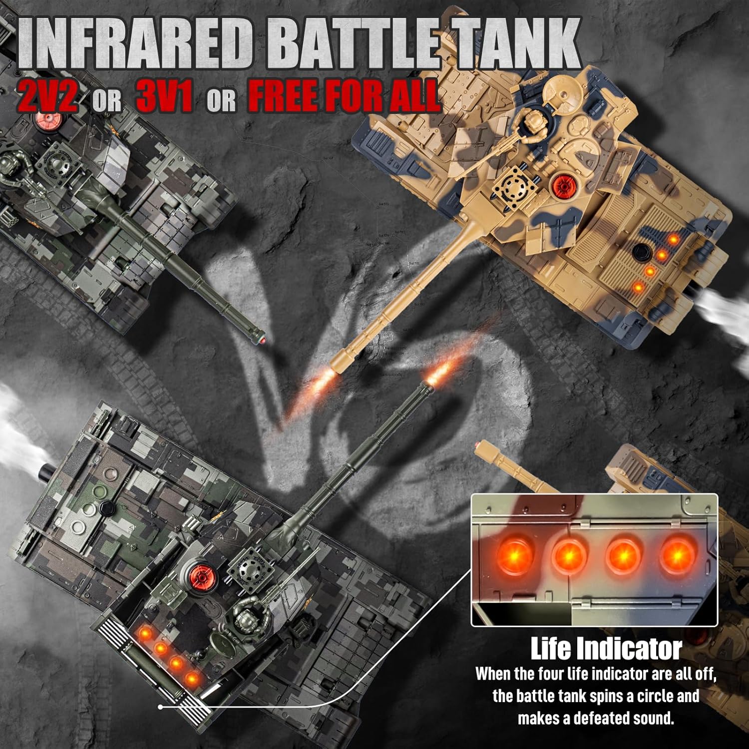 Carro Armato RC 1/24 Telecomandato 2,4 GHz con Luce e Fumo - immagine 2