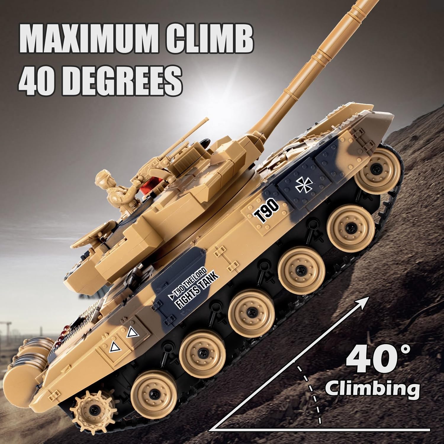 Carro Armato RC 1/24 Telecomandato 2,4 GHz con Luce e Fumo - immagine 4