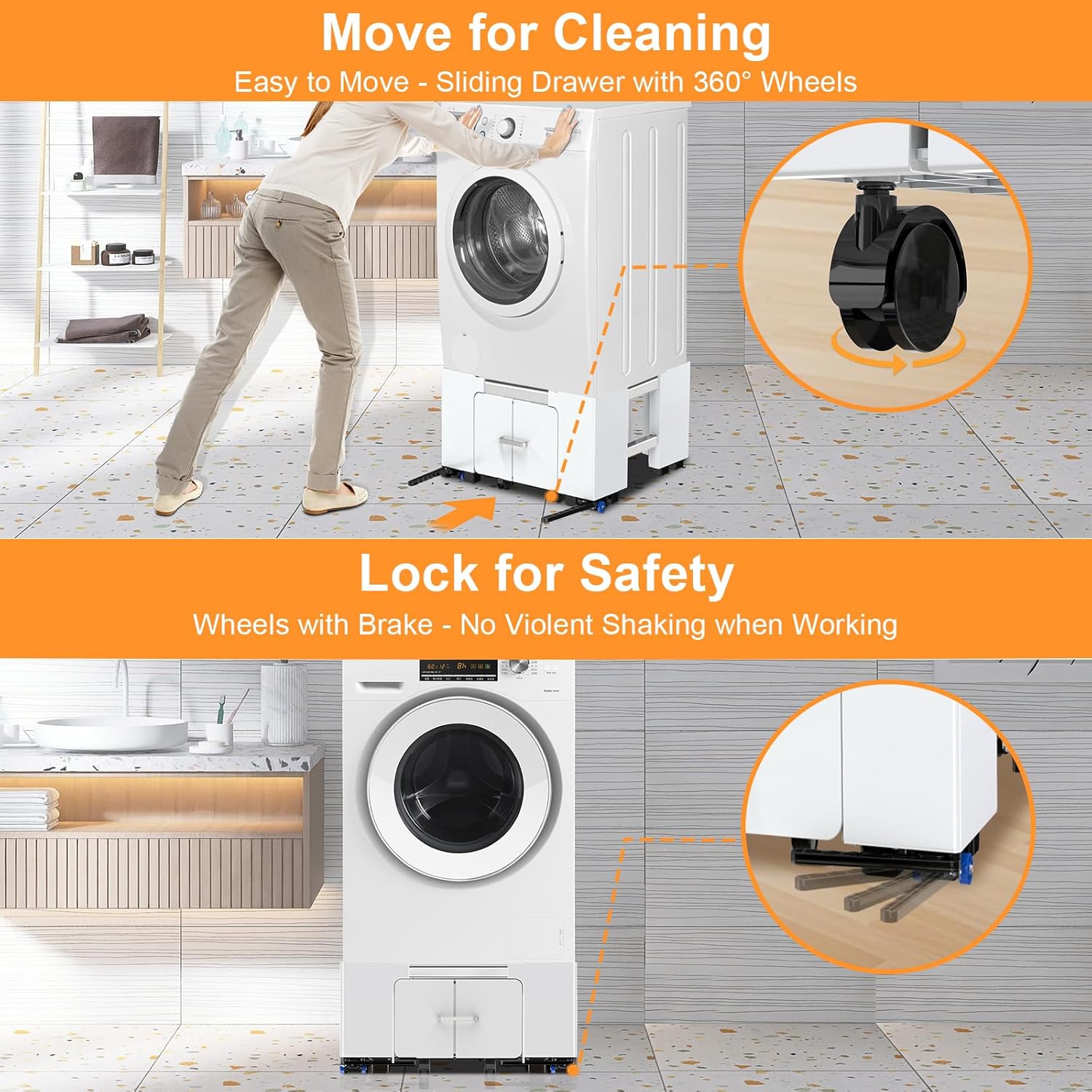 NIUXX Supporto Carrello Lavatrice con Cassetto e Rotelle - immagine 6