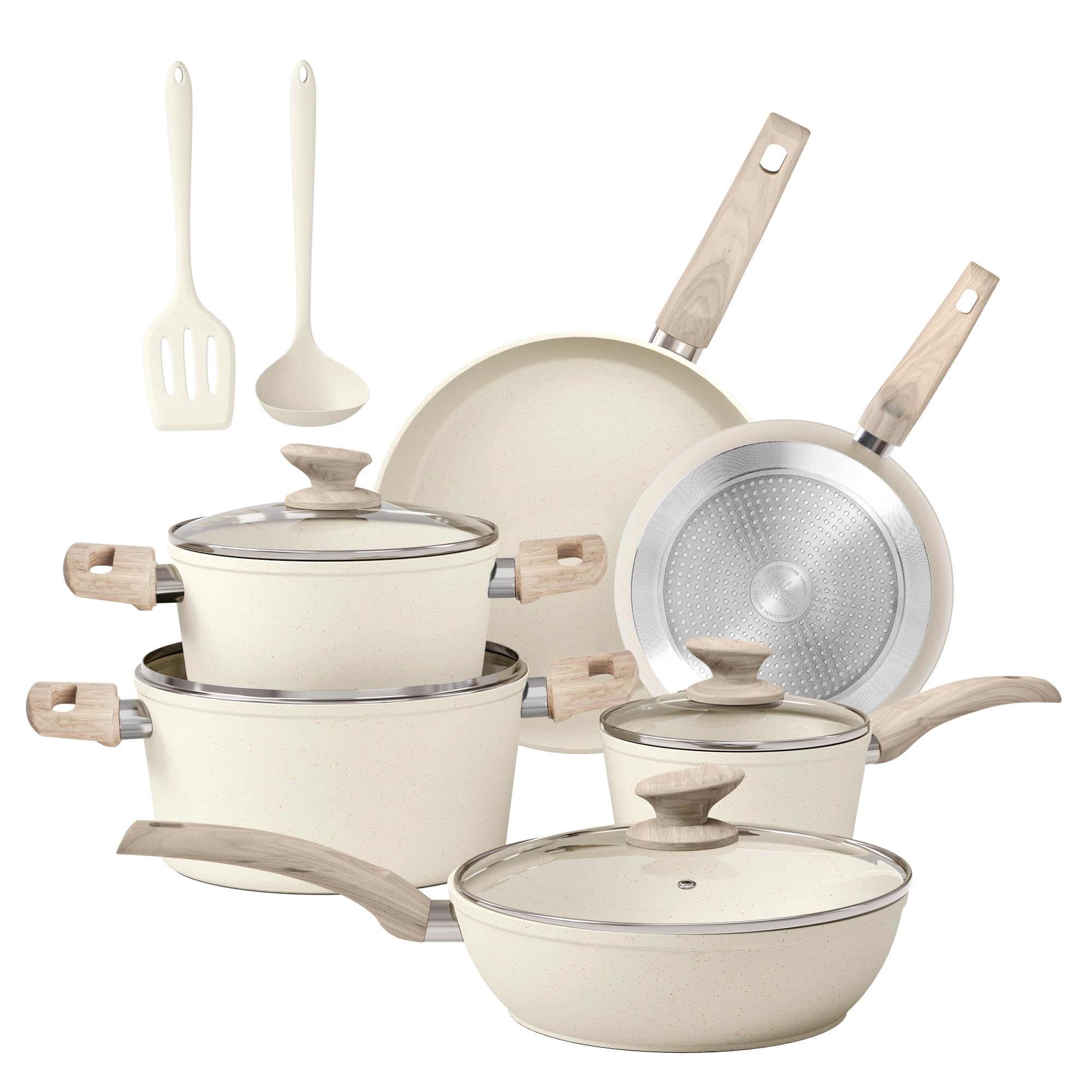 Kitchen Academy - Set Pentole e Padelle Antiaderenti 12 Pezzi, Beige