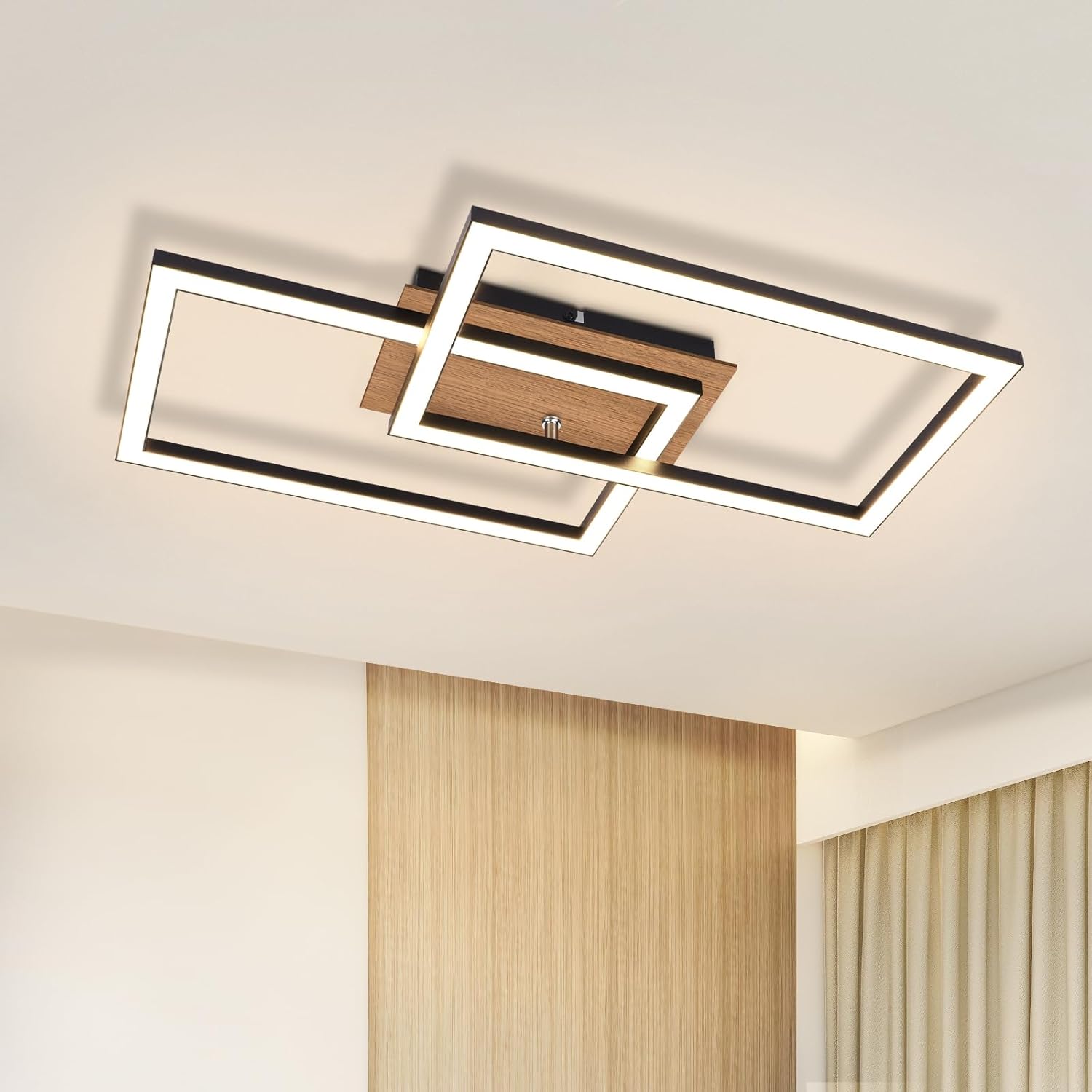 Cbjktx Plafoniera LED Moderna Rettangolo 24W, Nero - immagine 1