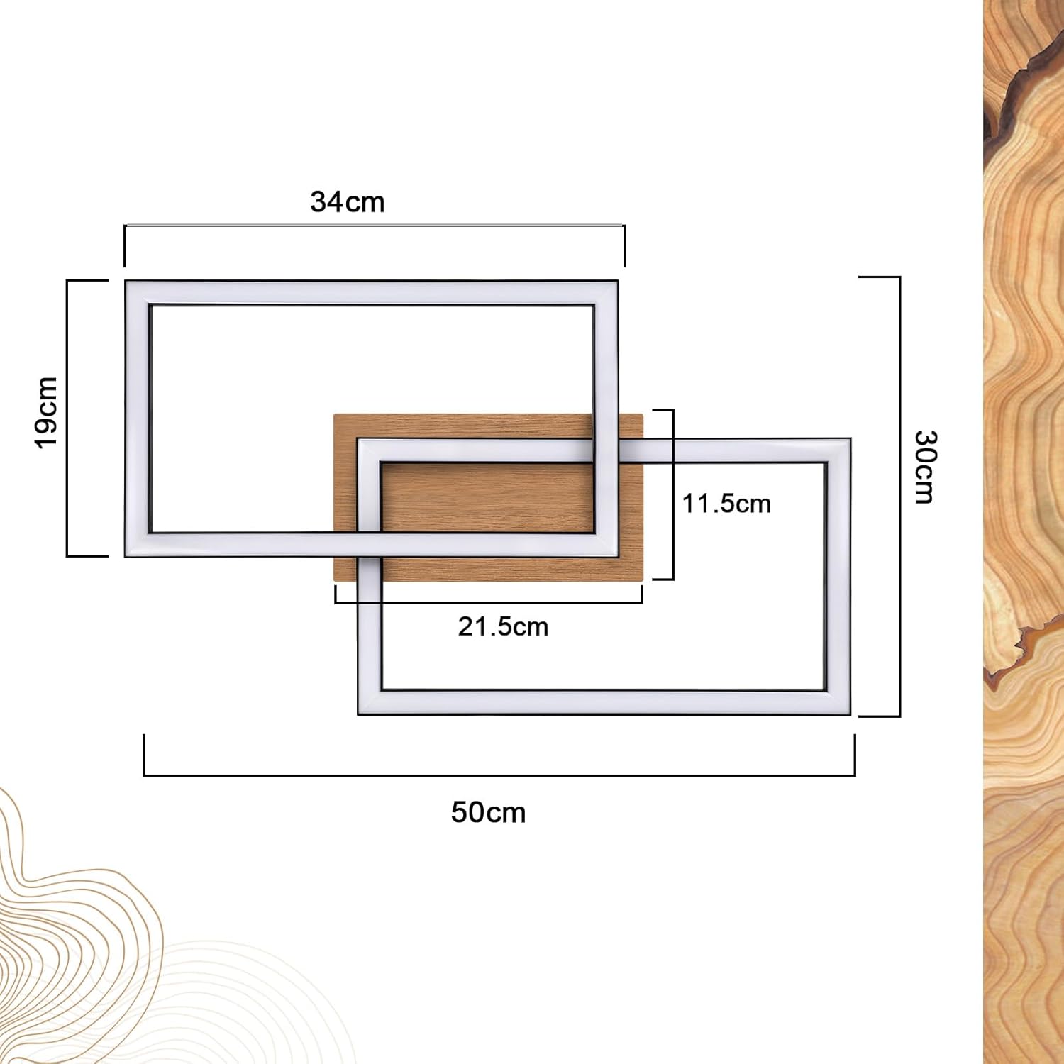 Cbjktx Plafoniera LED Moderna Rettangolo 24W, Nero - immagine 4