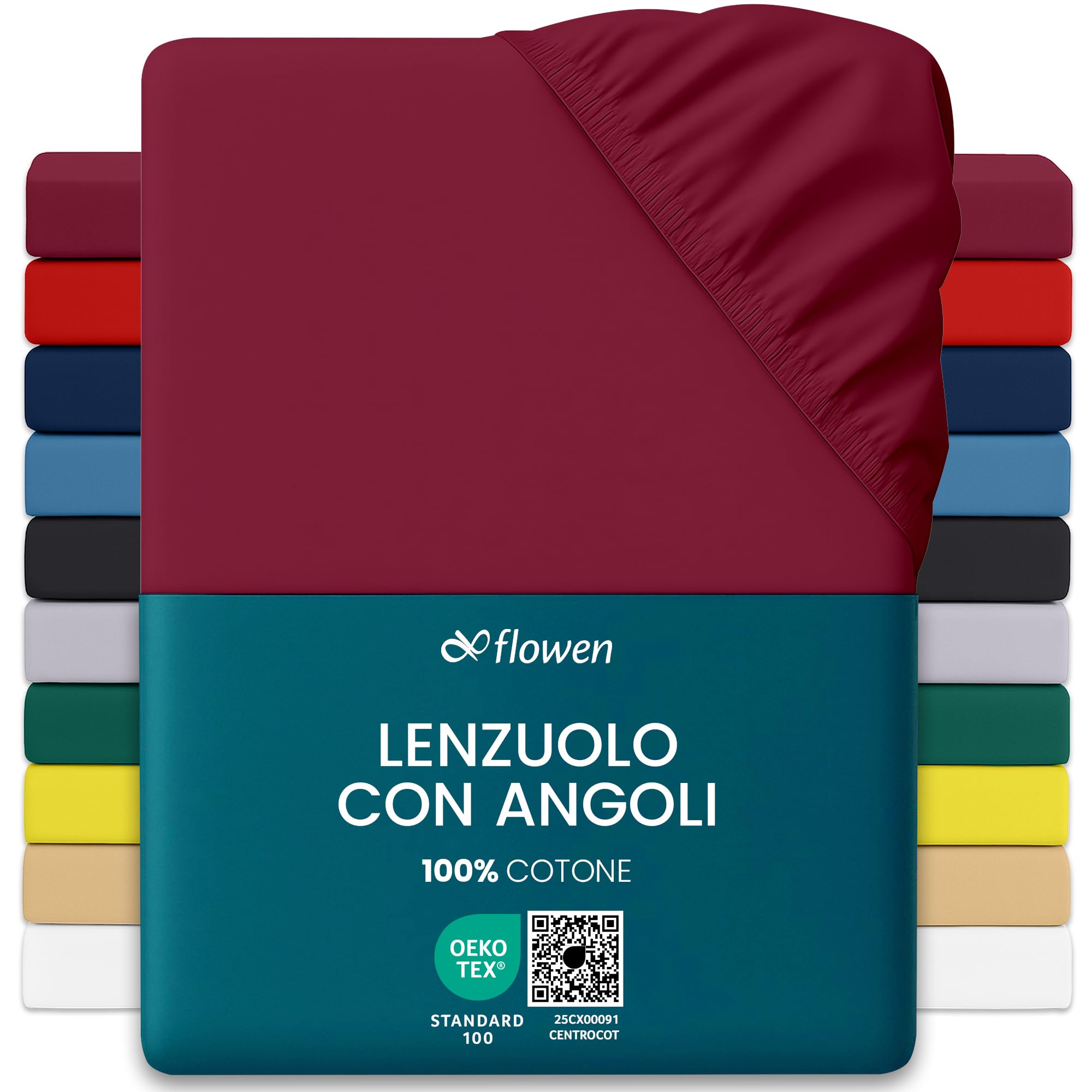 Lenzuola con Angoli Letto Singolo 90x200 cm Bordeaux
