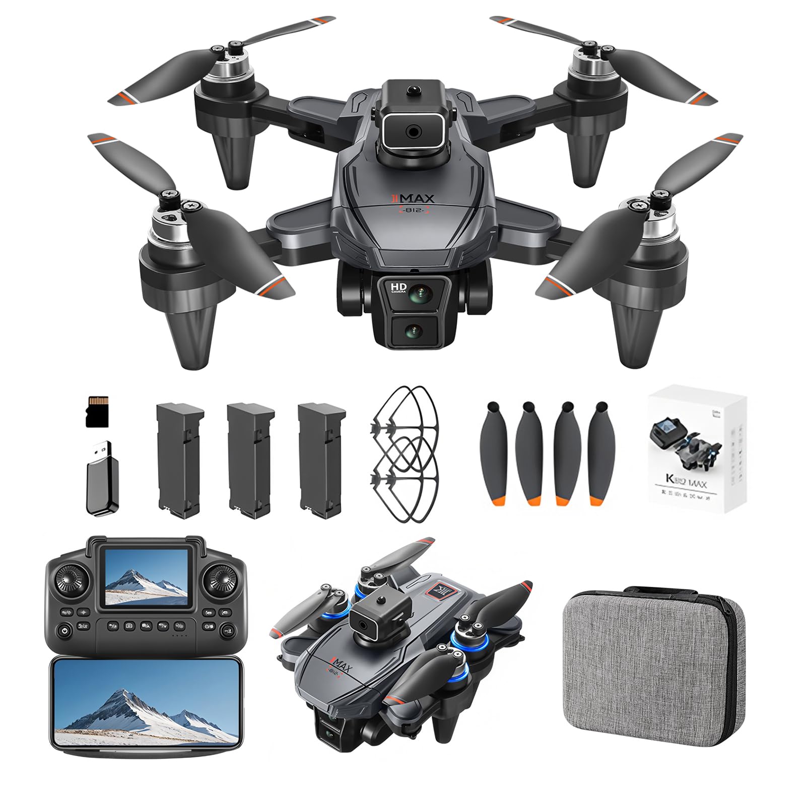Drone GPS con Telecamera 4K EIS per Principianti, Drone con Evitamento Ostacoli, Telecomando con Schermo, Motore Brushless, 48 Minuti di volo, Ritorno con un clic, Giocattoli per bambini