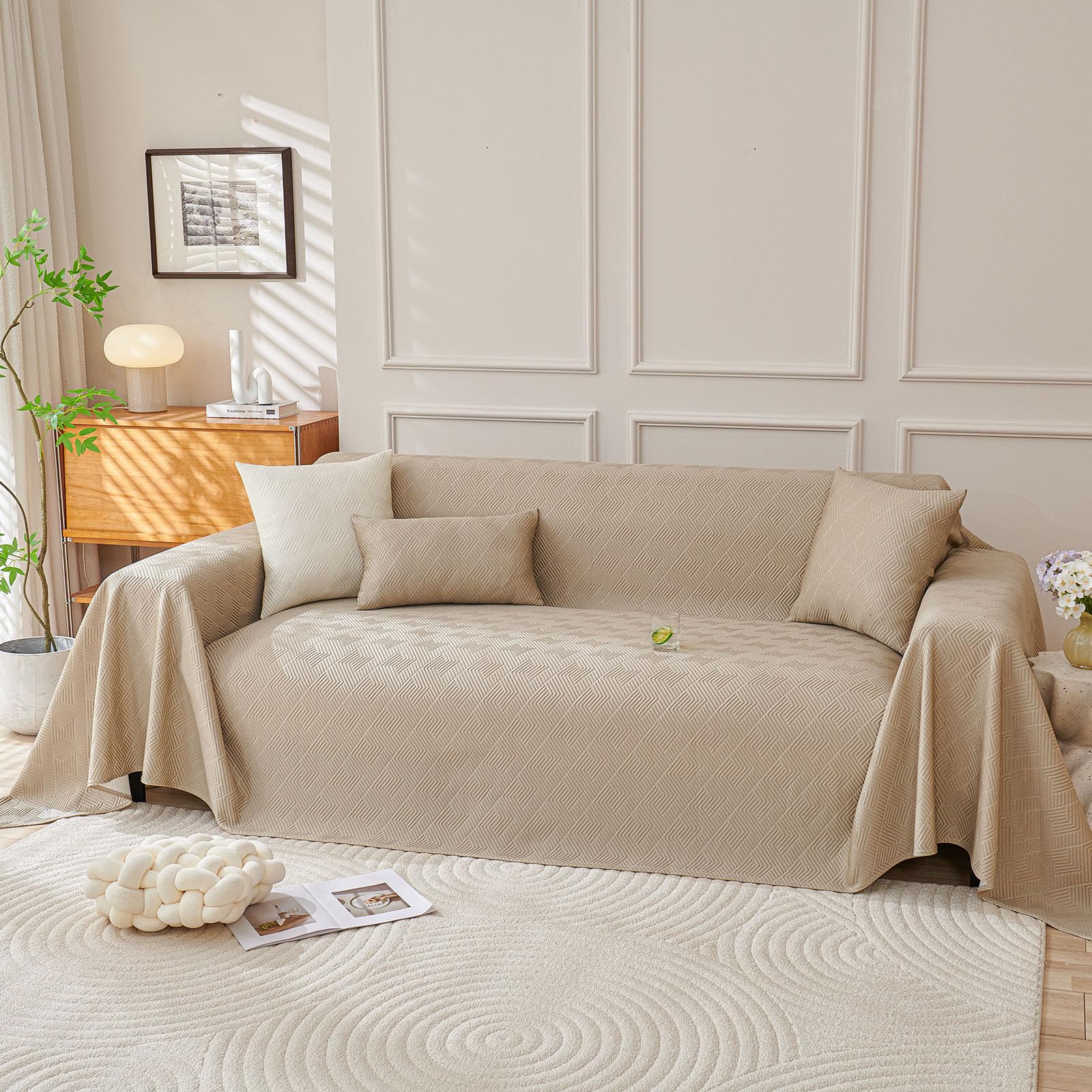 Copridivano Estivo Leggero Multi-Size 210x420cm, Champagne-A