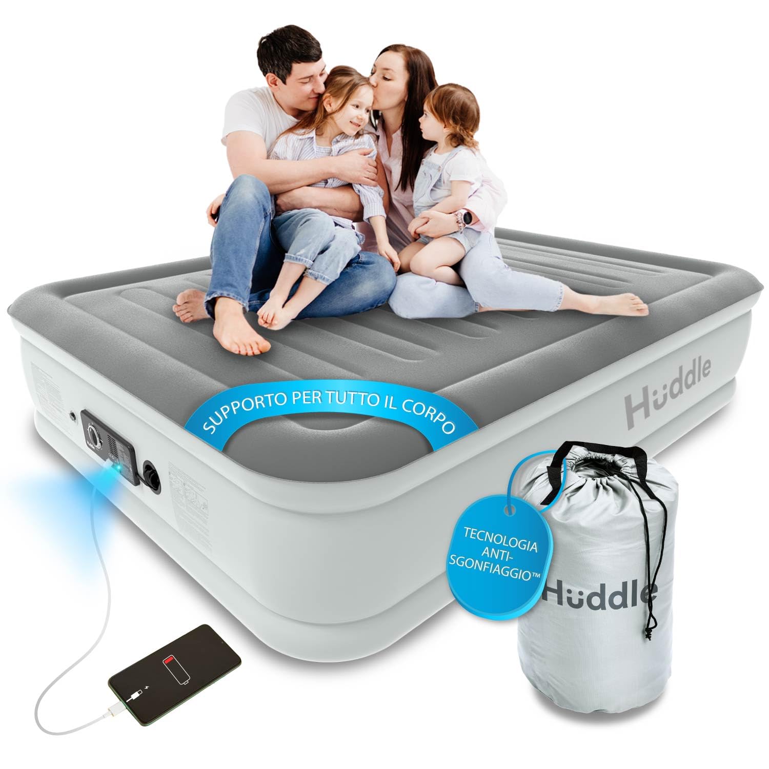 Huddle Materasso King Gonfiabile con Pompa Integrata