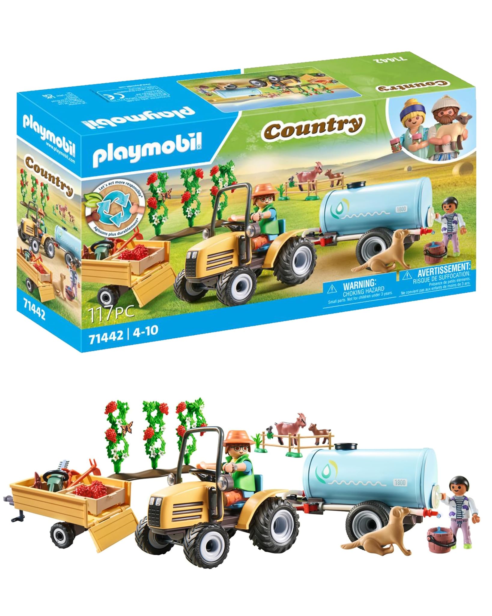 PLAYMOBIL Country 71442 - Trattore con Rimorchio e Cisterna