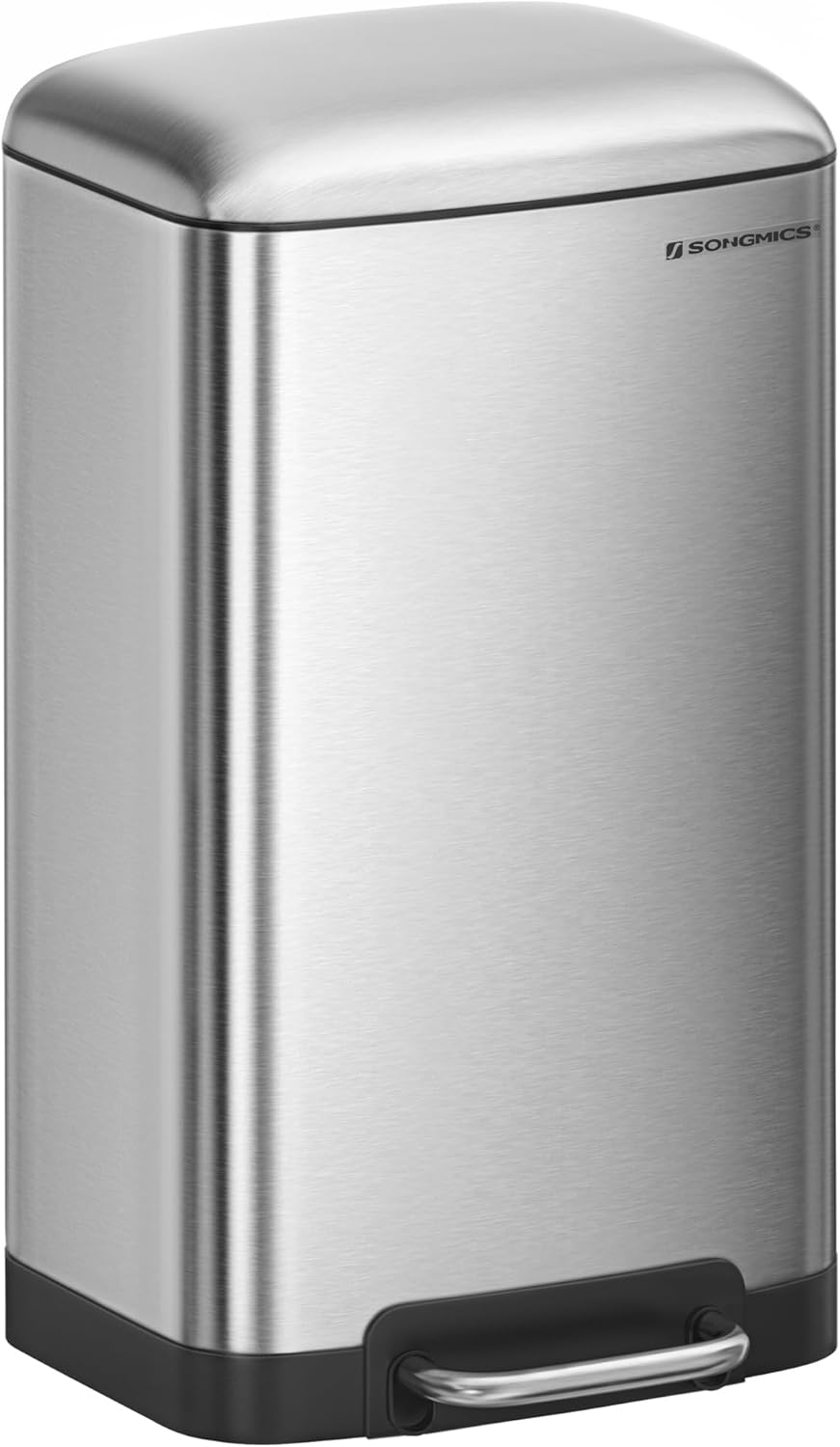 Songmics Pattumiera a Pedale 30L in Acciaio, Argento - immagine 1