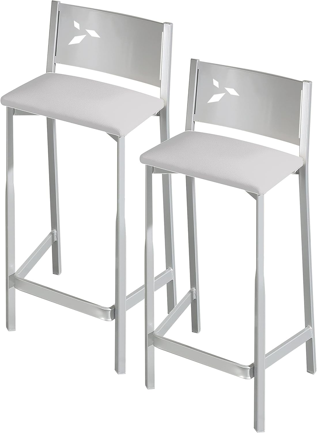 ASTIMESA Due sgabelli alti da cucina seduta 60 cm similpelle grigio