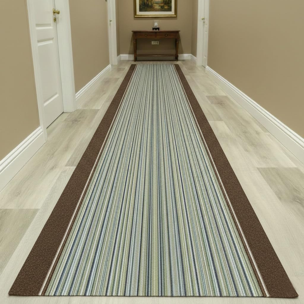 Prisma - Tappeto Passatoia Moderno a Righe, Marrone 67x550 cm