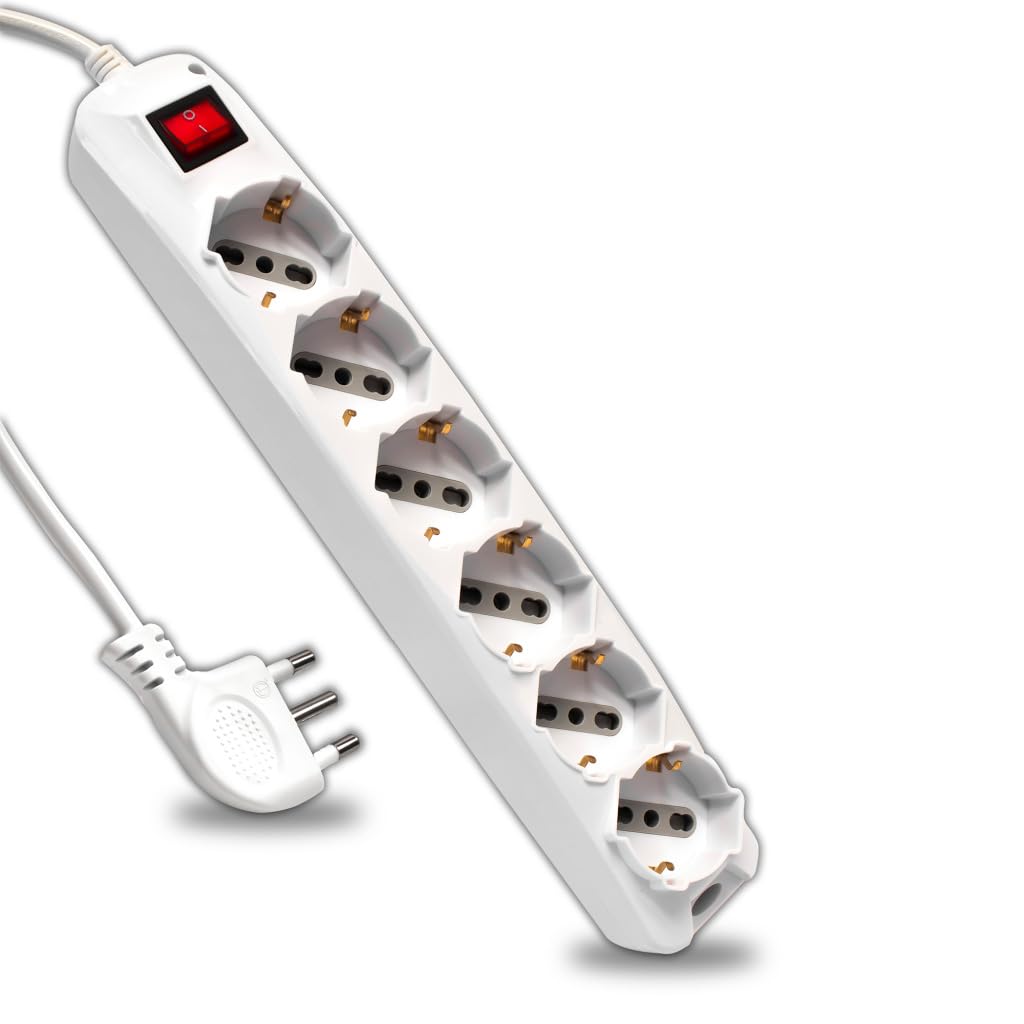 V-tac Ciabatta Multipresa Elettrica 6 Prese, Bianco