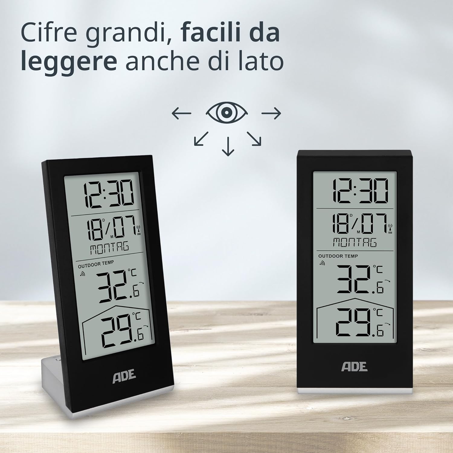 Ade Stazione Meteorologica Digitale con Sensore Esterno, Nero - immagine 5