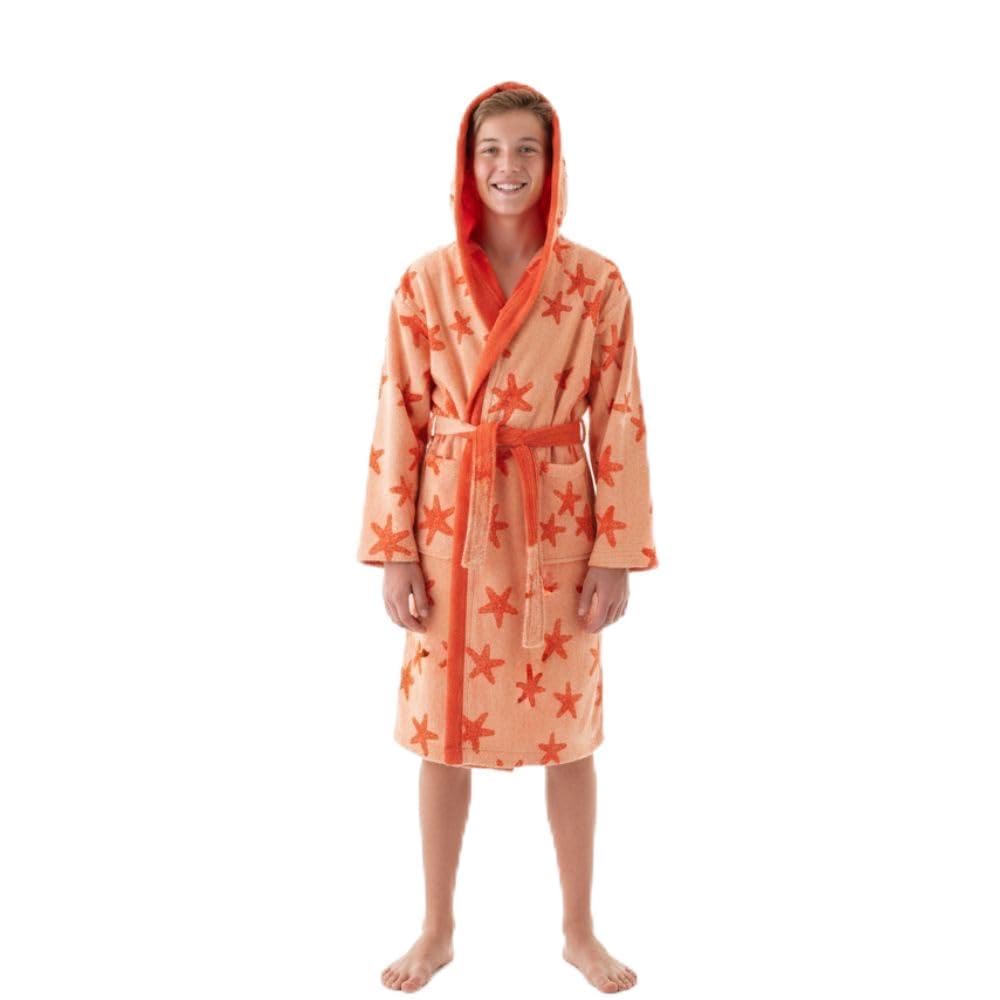 Top Towel Accappatoio Bambino e Ragazzo Egeo Coral in Cotone 100% | Spugna Morbida e Assorbente Certificata OEKO-TEX | Ideale per Doccia, Bagno o Piscina – Albornoz Juvenile 14 Anni