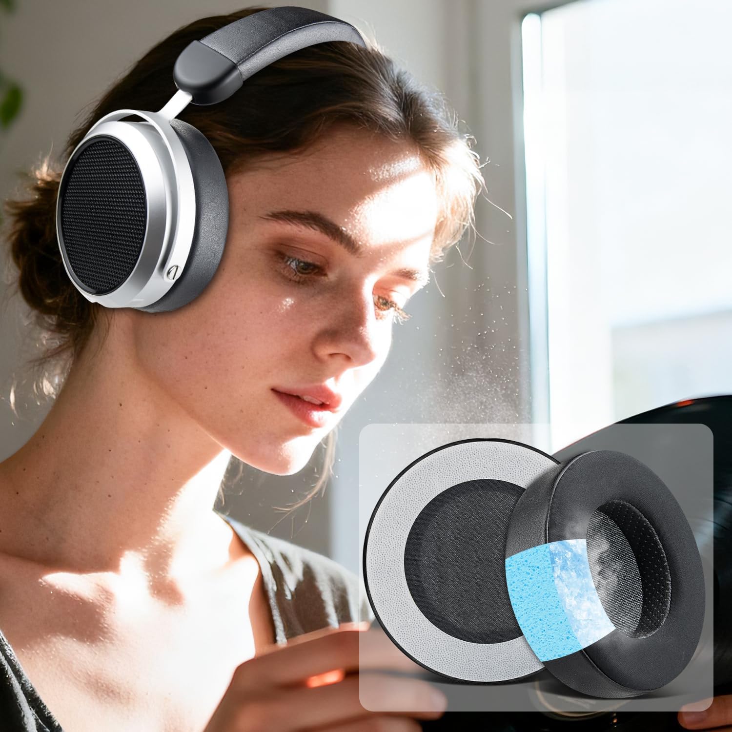 SOULWIT Cuscinetti Auricolari Gel Rinfrescante Ricambio per HIFIMAN ...