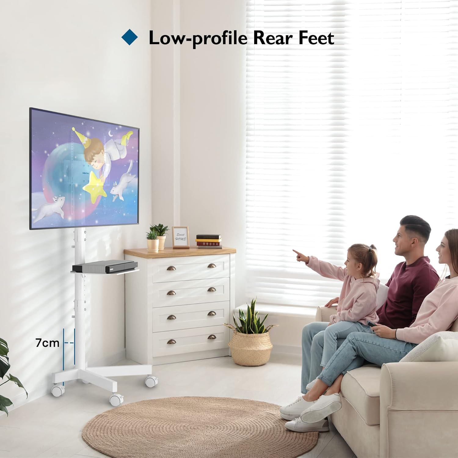 Bontec Supporto TV da Pavimento 23-60 Pollici, Bianco - immagine 6