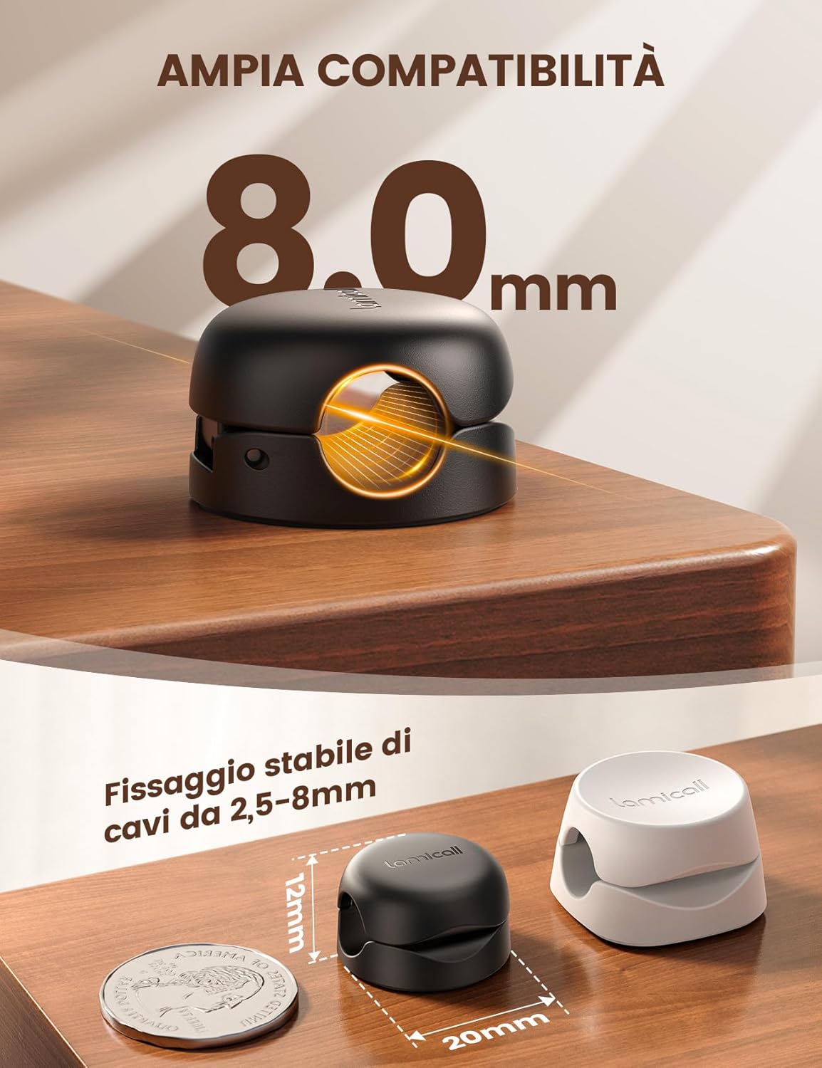 Lamicall Clip per Cavo a Molla - 6 Pezzi, Nero - immagine 4