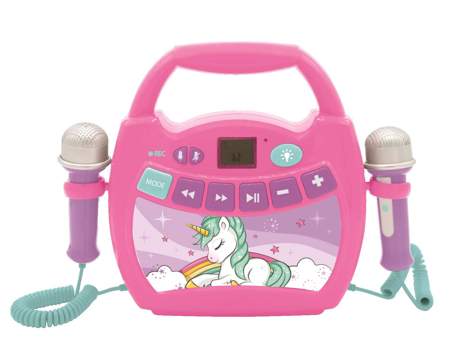 Lexibook Unicorno - Lettore Digitale Karaoke Portatile, Rosa