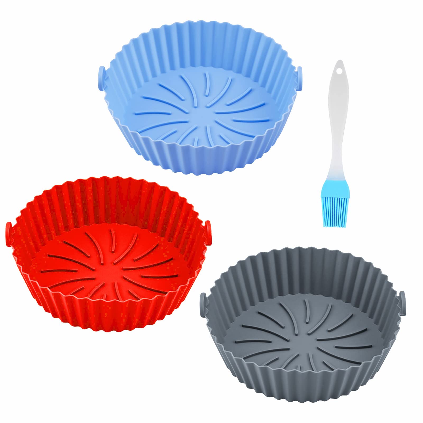 3 Cestini per Friggitrice ad Aria in Silicone 17x14x5.5cm