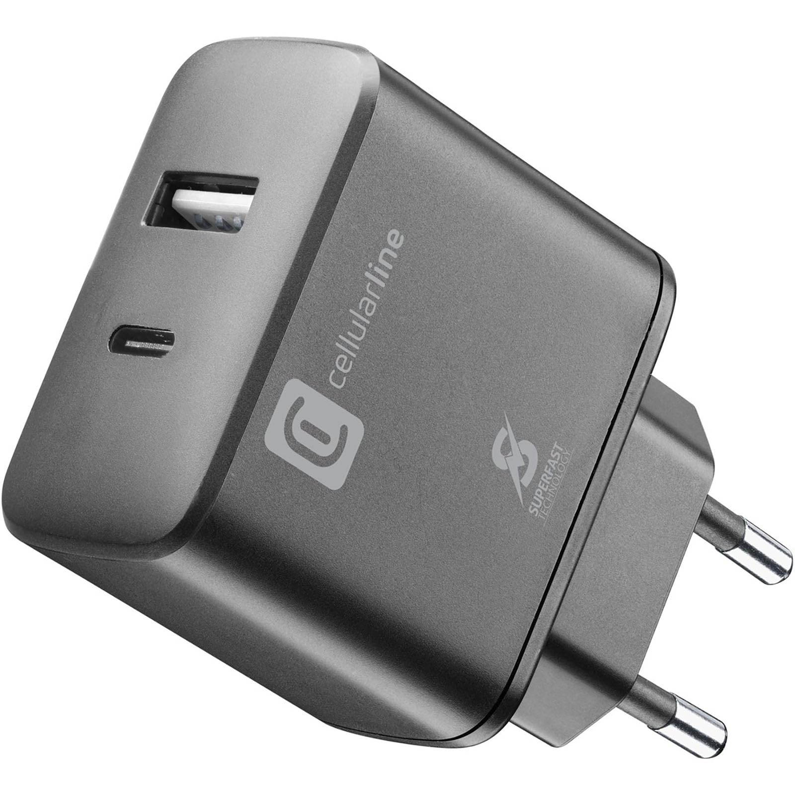 Cellularline Caricabatterie Rete 2 Porte USB e USB-C
