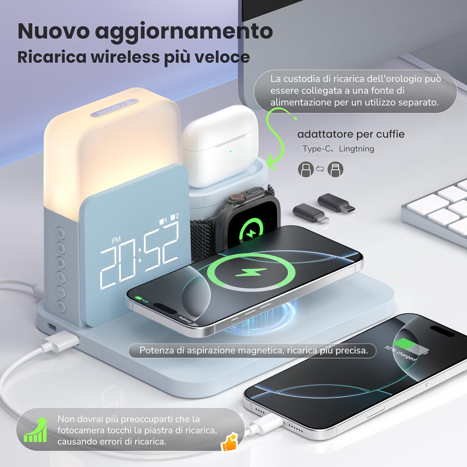 Colsur Caricatore Wireless 3 in 1 per Apple 15W - immagine 2