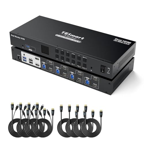 Tesmart USB 3.0 HDMI KVM Switch 2 Monitor 4 Computer 4K