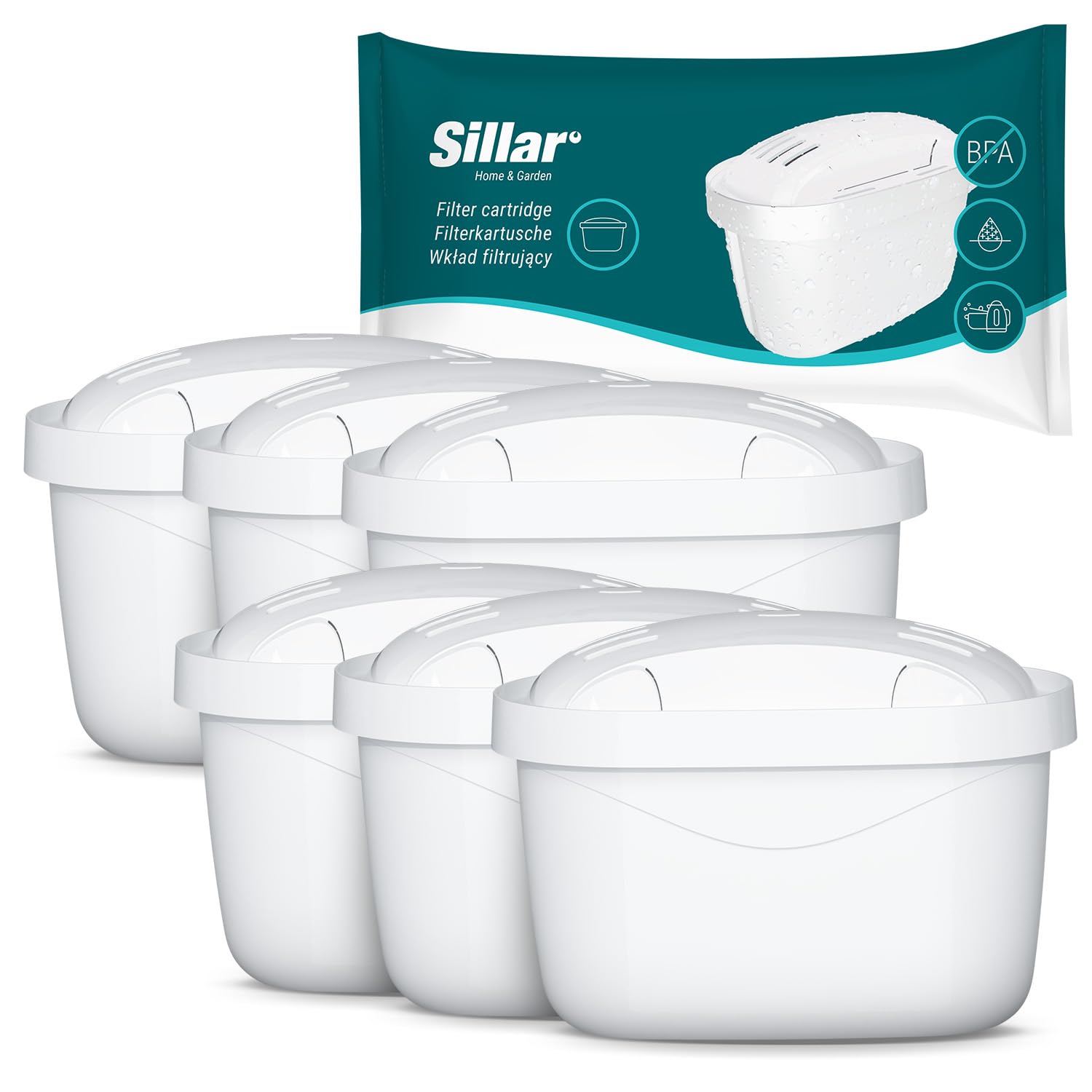 Sillar Cartuccia Filtrante Acqua Compatibile Brita Maxtra (6 pz)