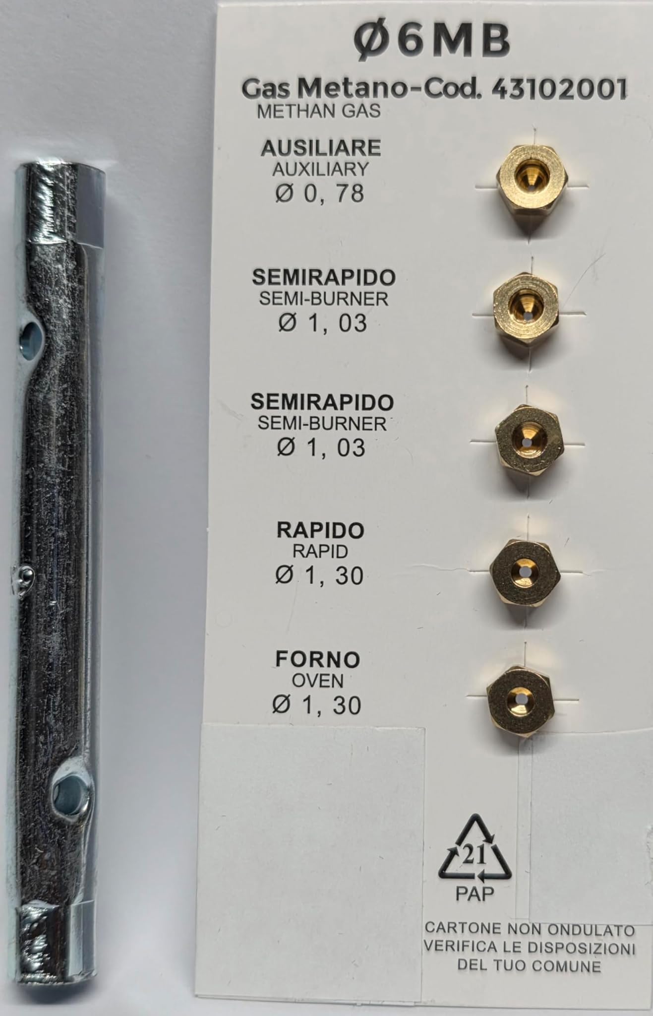 Kit 5 Ugelli Gas Metano Universali per Cucine e Forni