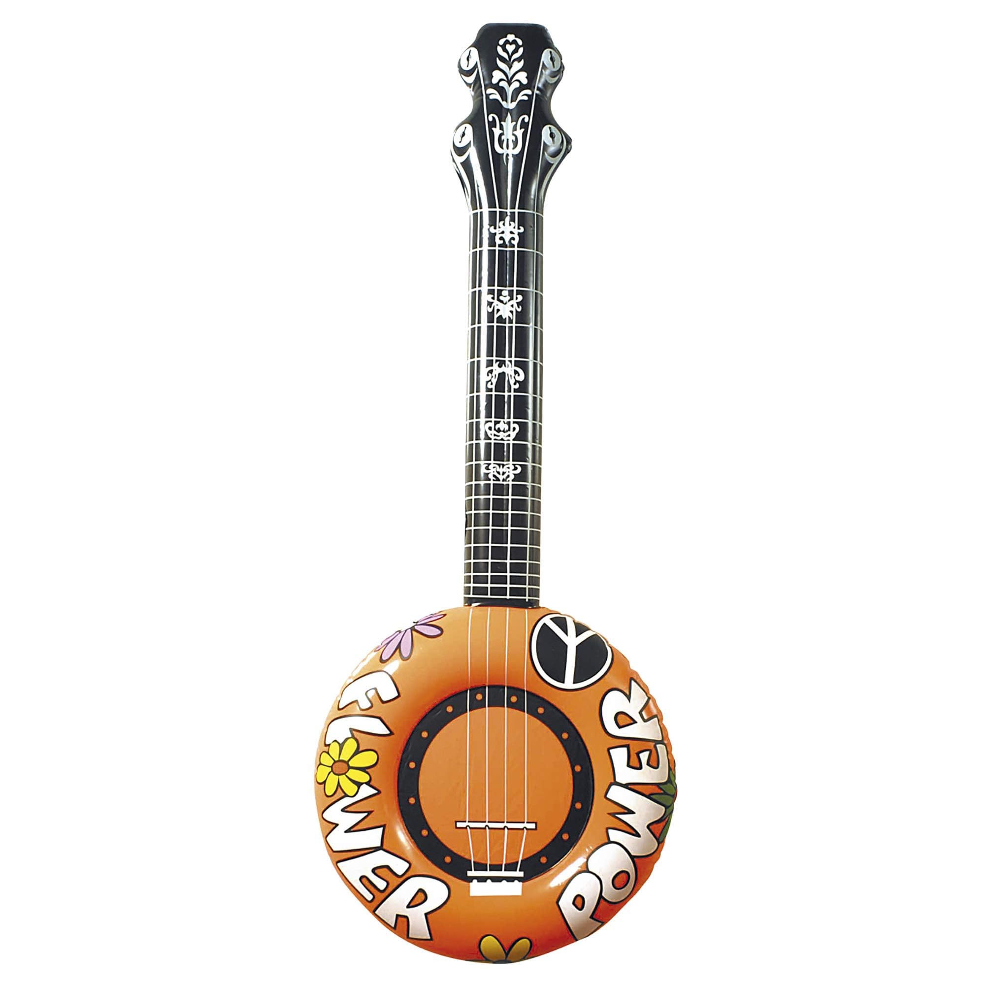 W WIDMANN MILANO Party Fashion - Banjo gonfiabile, 100 cm, chitarra, musicista, cantante, flower power, accessorio hippy