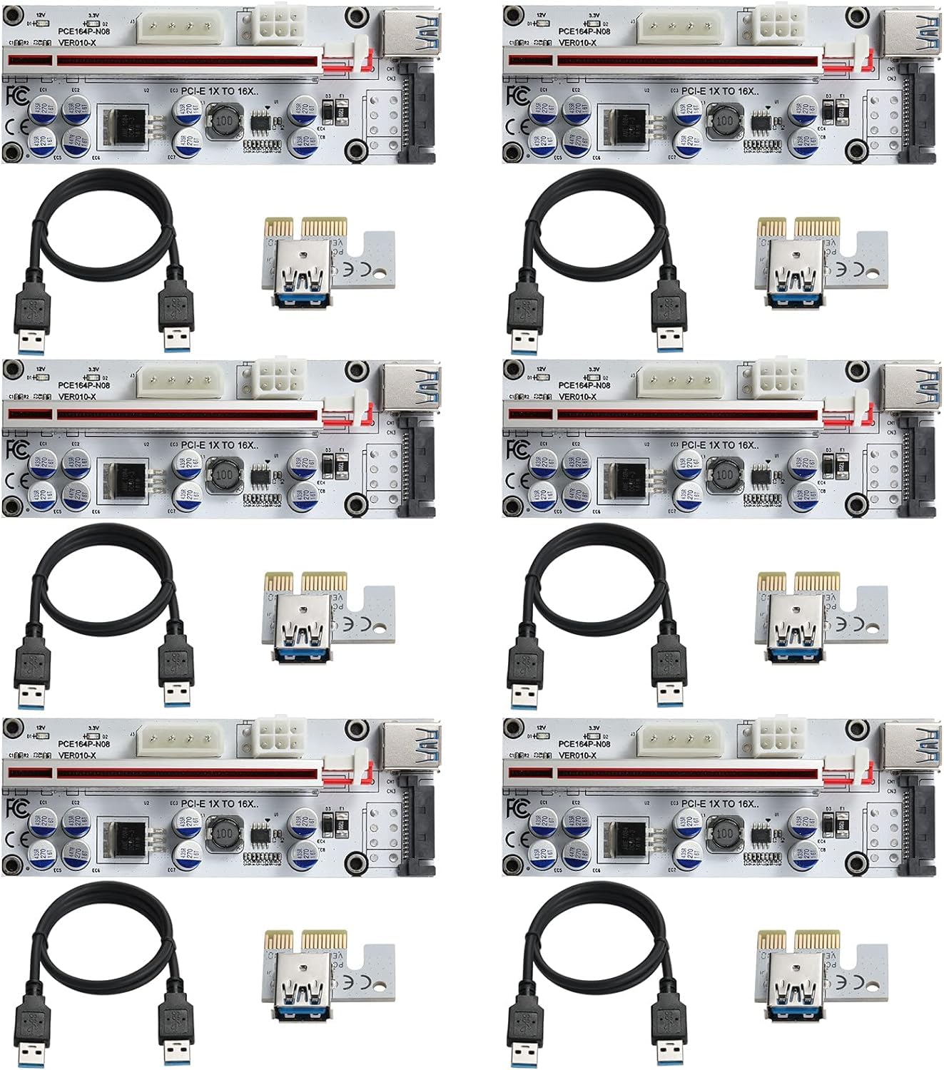 PCIE Riser 1x a 16x per GPU Mining (6 Pezzi)