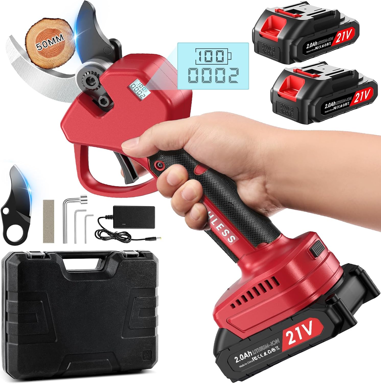 Forbici Potatura a Batteria 25/50mm (2x 2000 mAh)