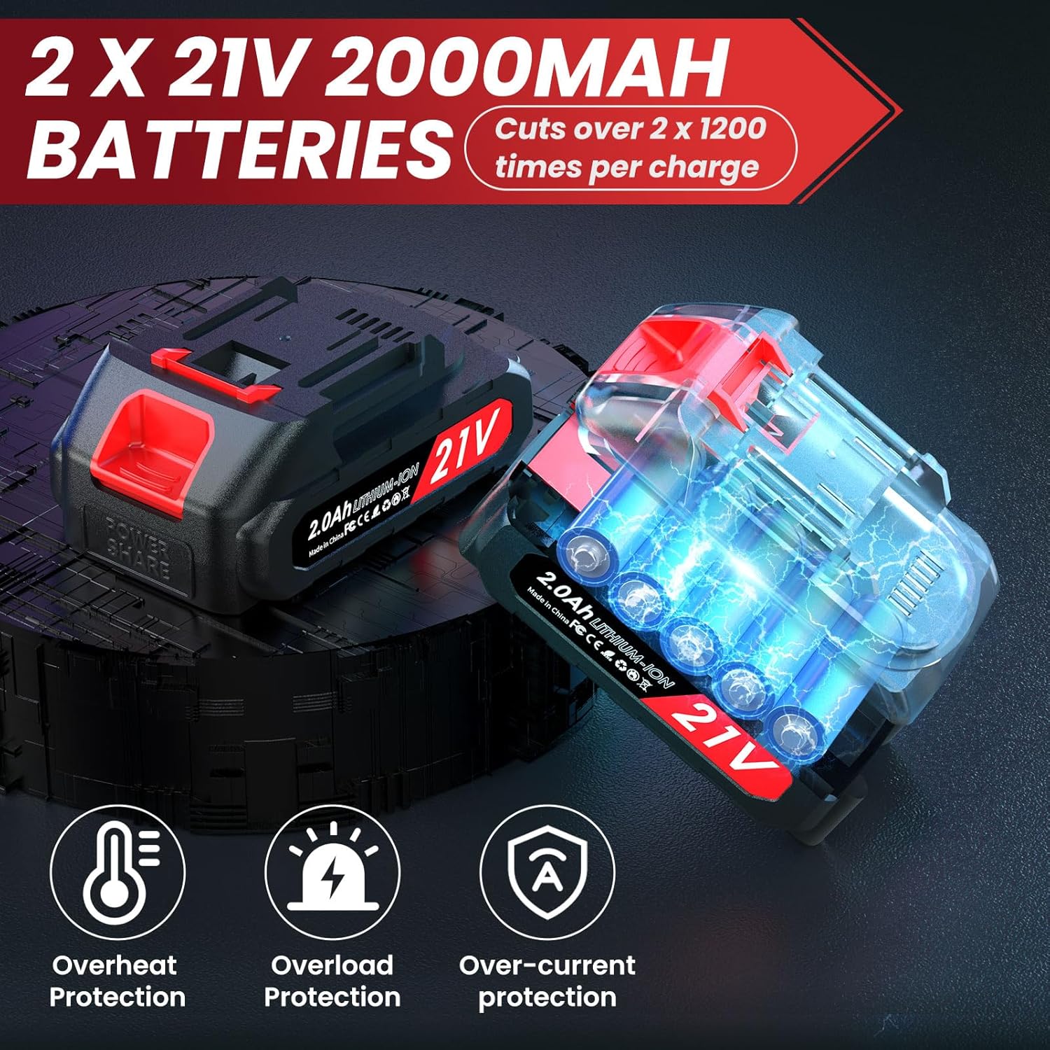 Forbici Potatura a Batteria 25/50mm (2x 2000 mAh) - immagine 4