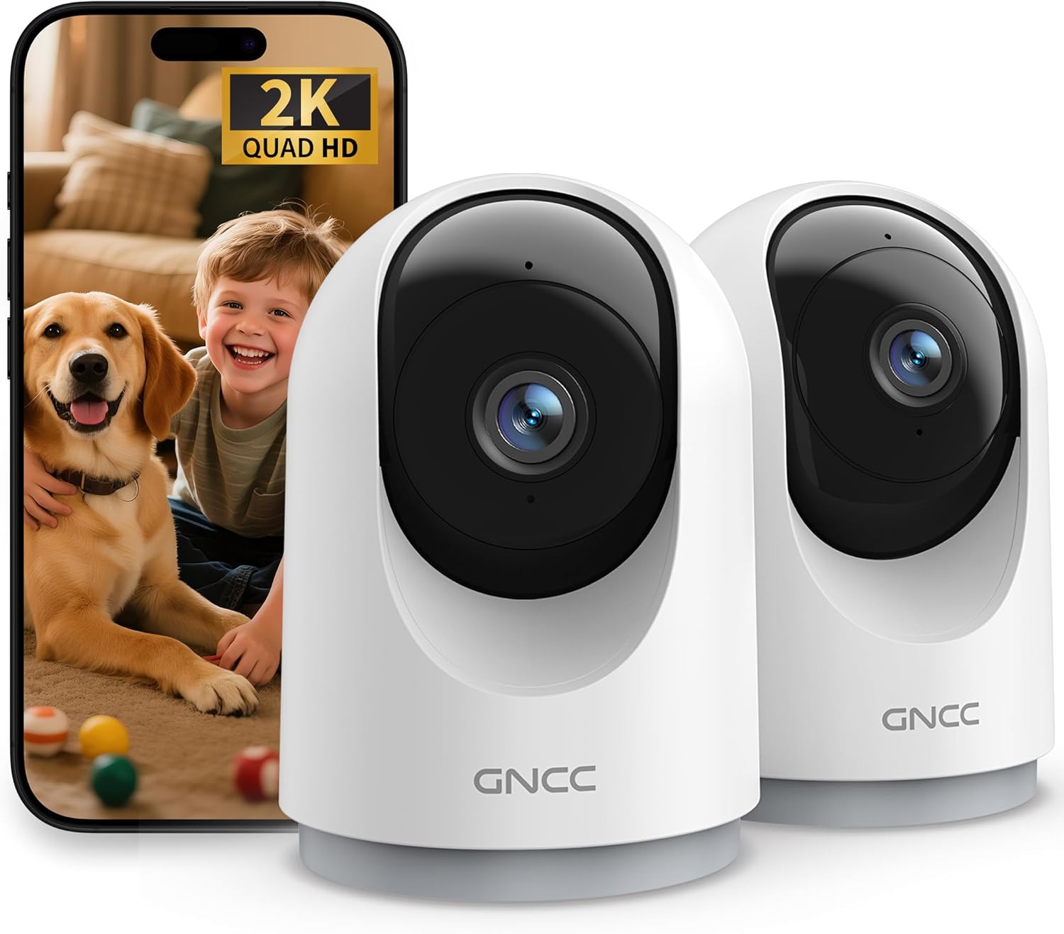 Gncc Telecamera WiFi Interno 2K (2-Pack) 360° - immagine 1