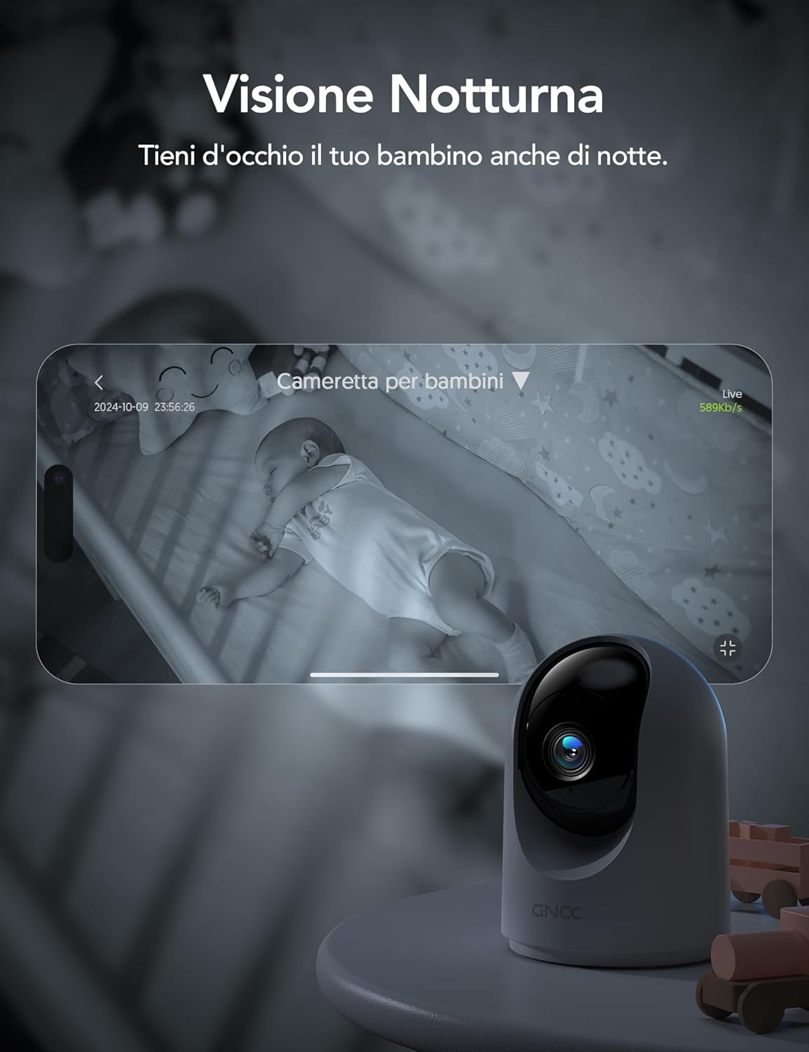 Gncc Telecamera WiFi Interno 2K (2-Pack) 360° - immagine 6