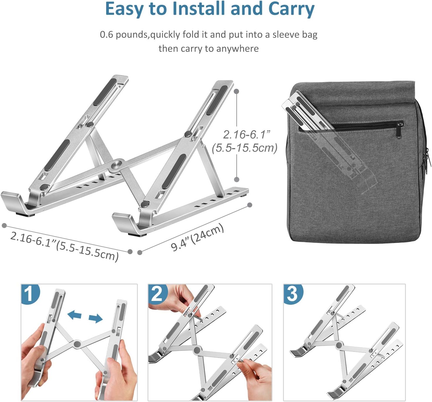 Ivoler Supporto PC Portatile Pieghevole - Argento - immagine 4