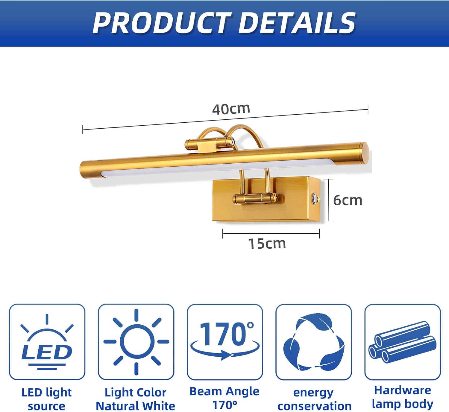 Tyhogar LED Specchio Bagno 40cm 10W - immagine 7