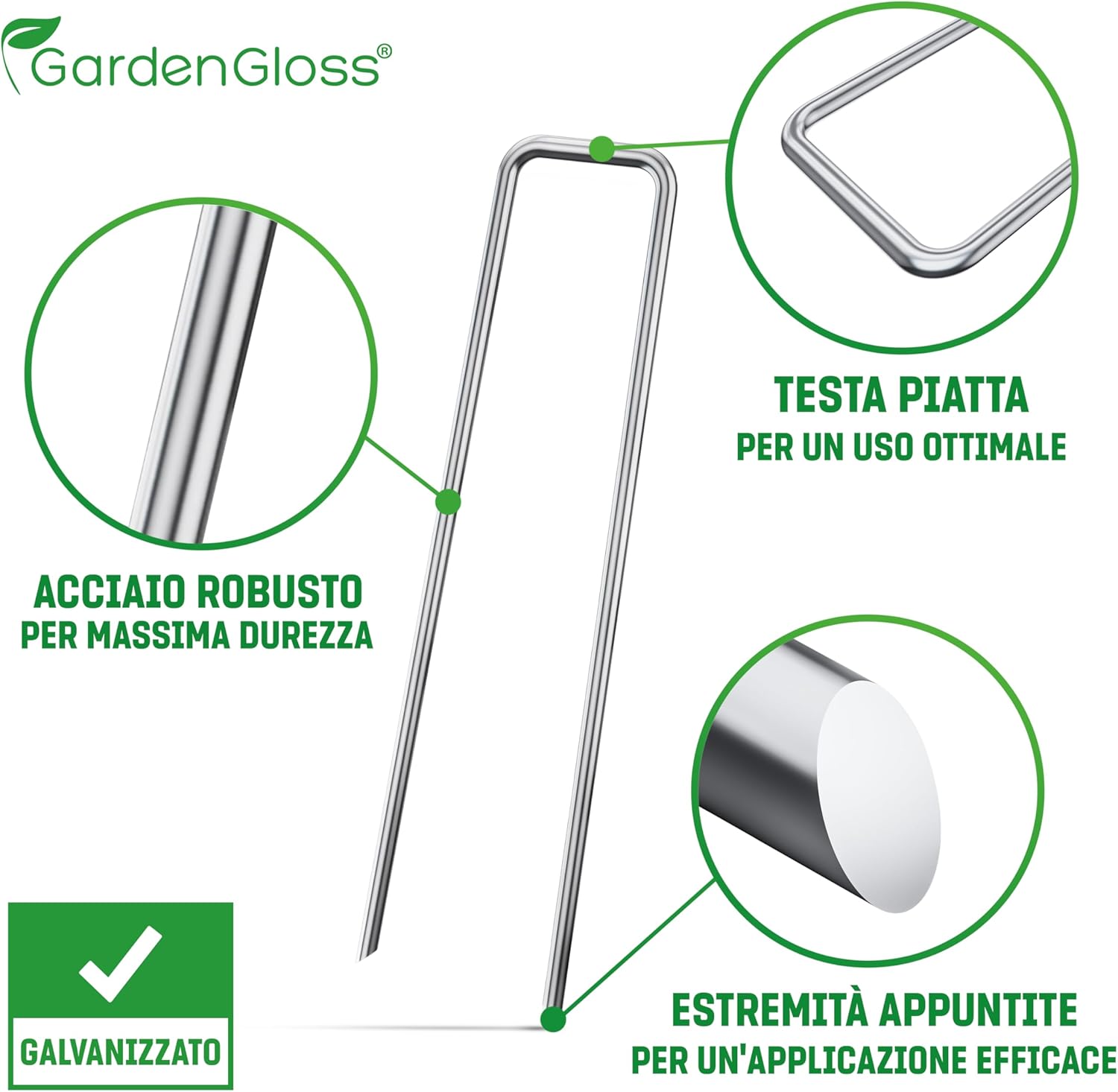 Gardengloss Picchetti in Acciaio Zincato 200mm (25 pezzi) - immagine 3