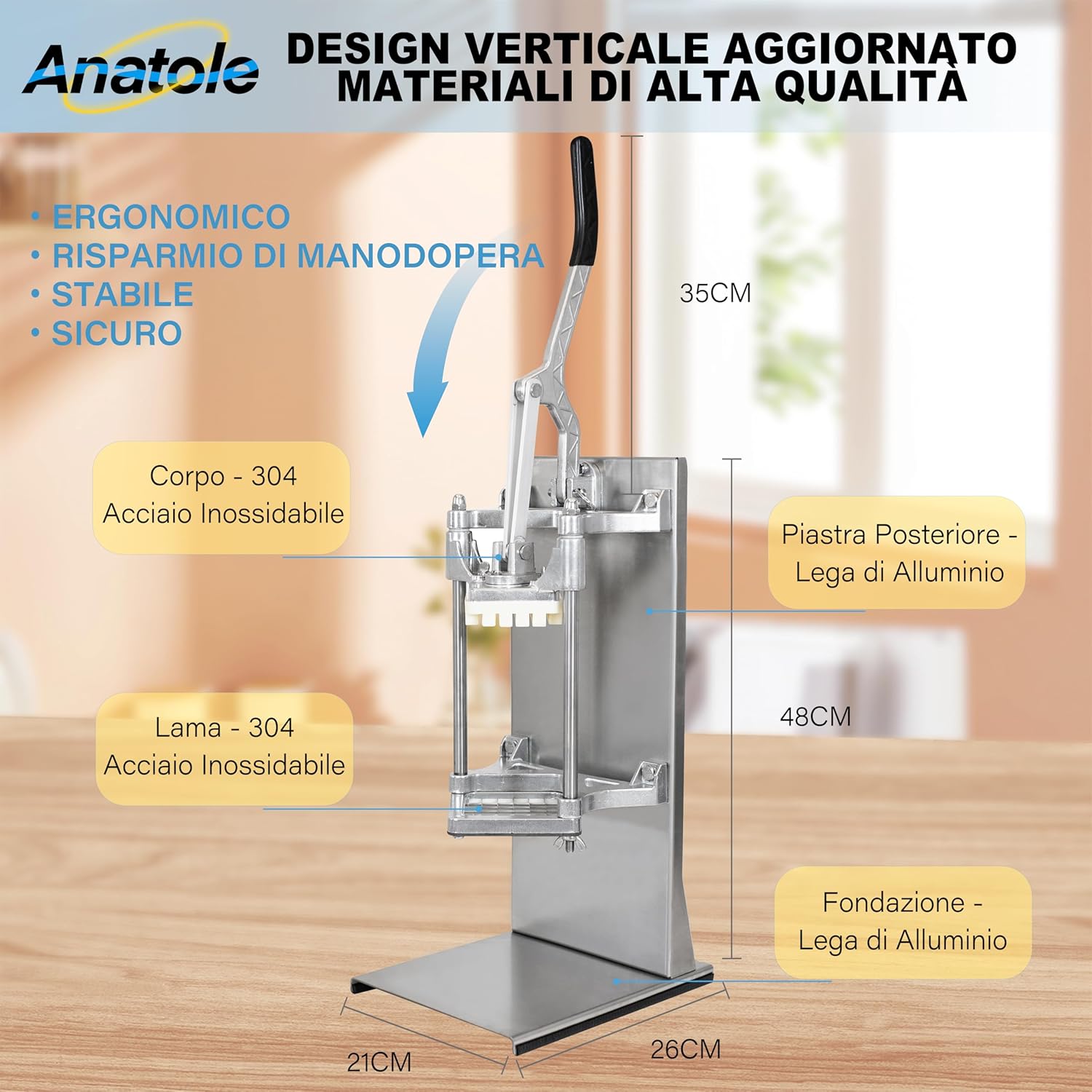 Anatole Tagliapatate Professionale Verticale Acciaio Inox - immagine 2