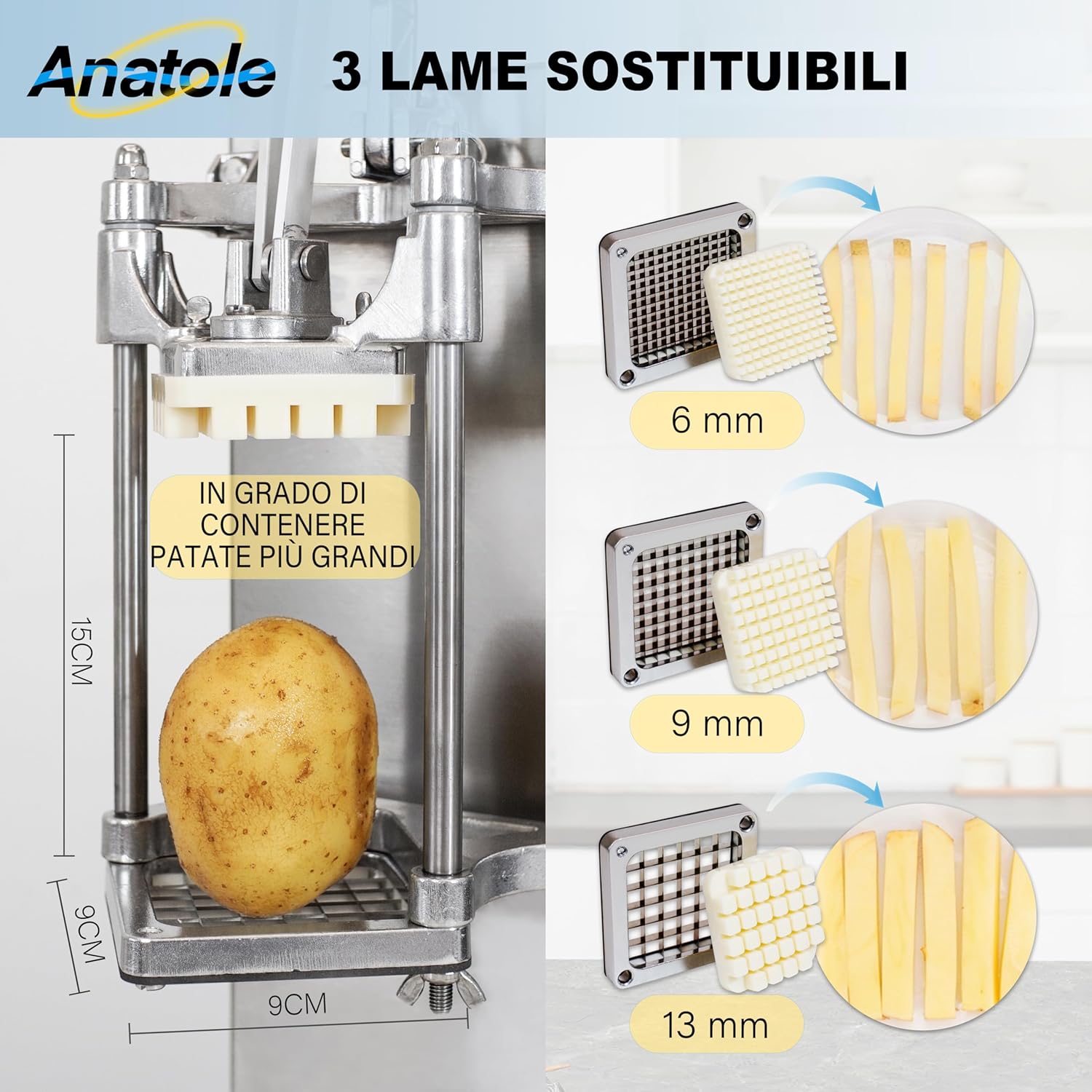 Anatole Tagliapatate Professionale Verticale Acciaio Inox - immagine 3