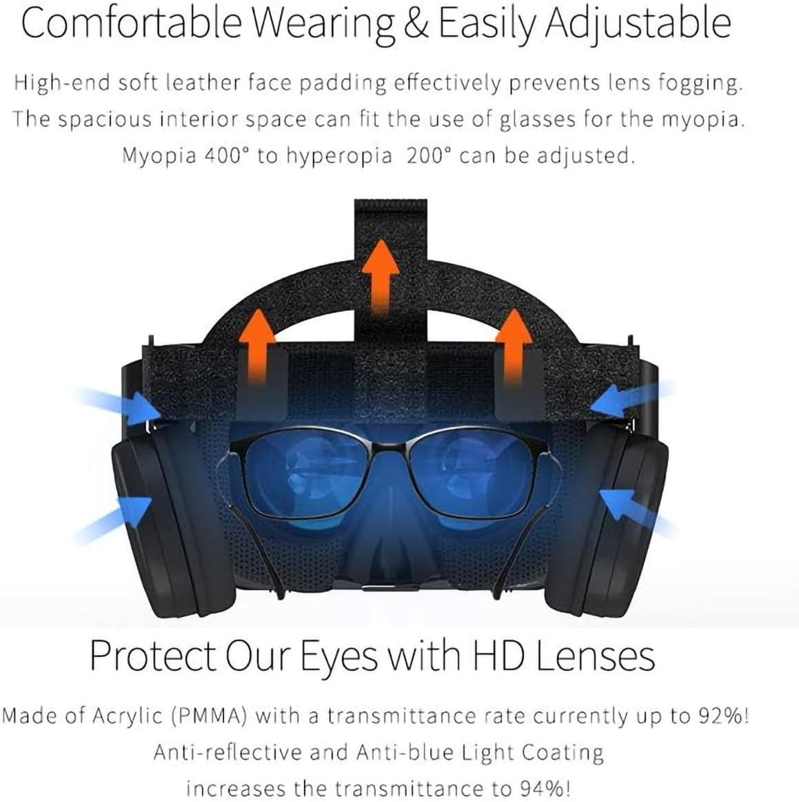 VR Occhiali Realtà Virtuale 3D con Cuffie Bluetooth - immagine 3