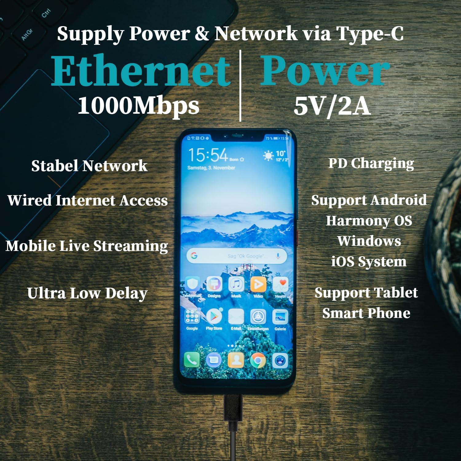 Convertitore Driver Gigabit PoE a USB-C 10W - immagine 6