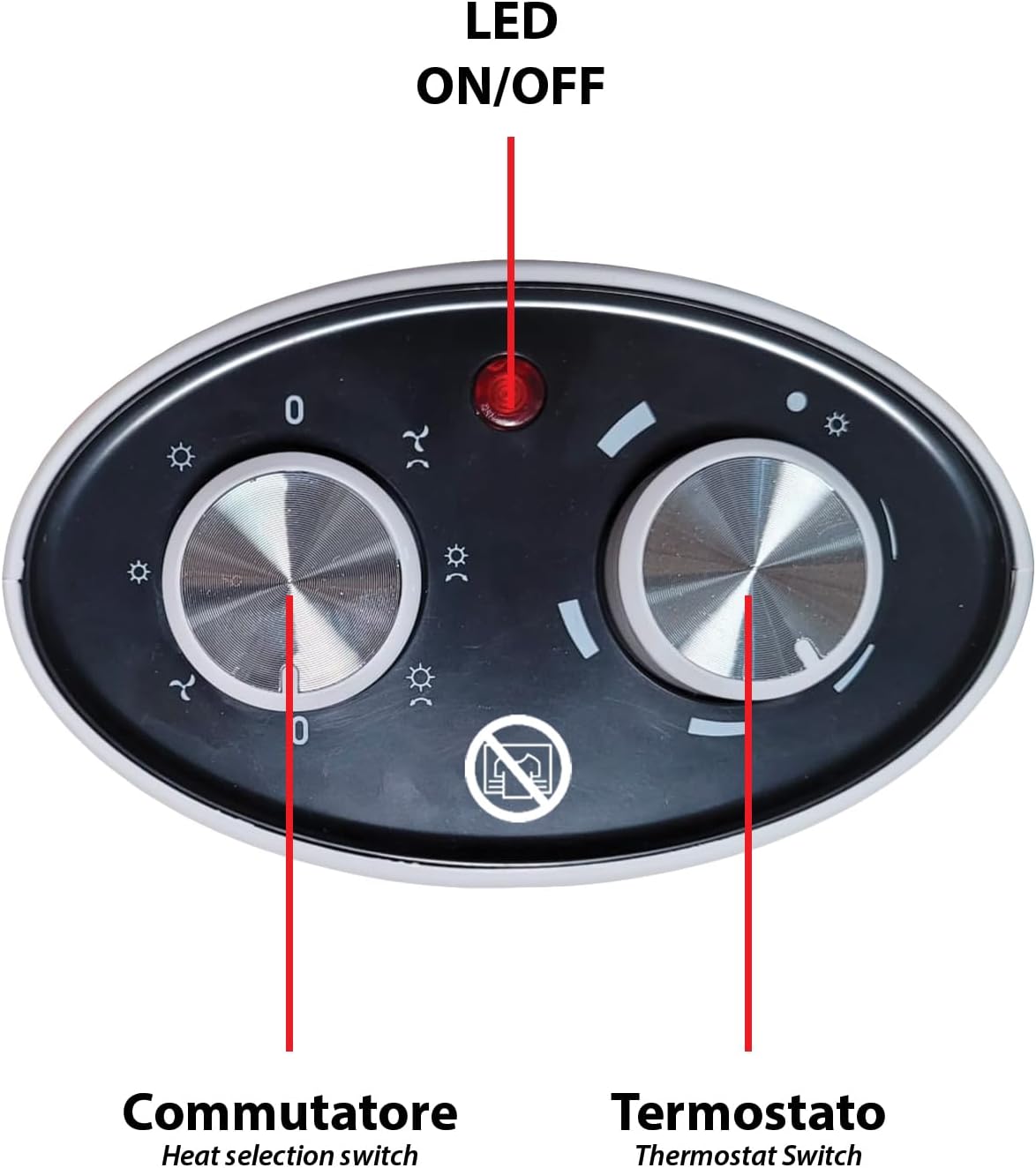 Generatore di aria calda ceramico, 2000W, base oscillante. Bianco - immagine 3