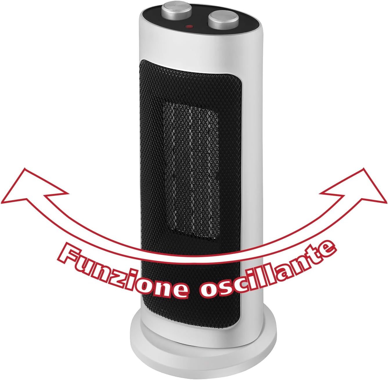Generatore di aria calda ceramico, 2000W, base oscillante. Bianco - immagine 4