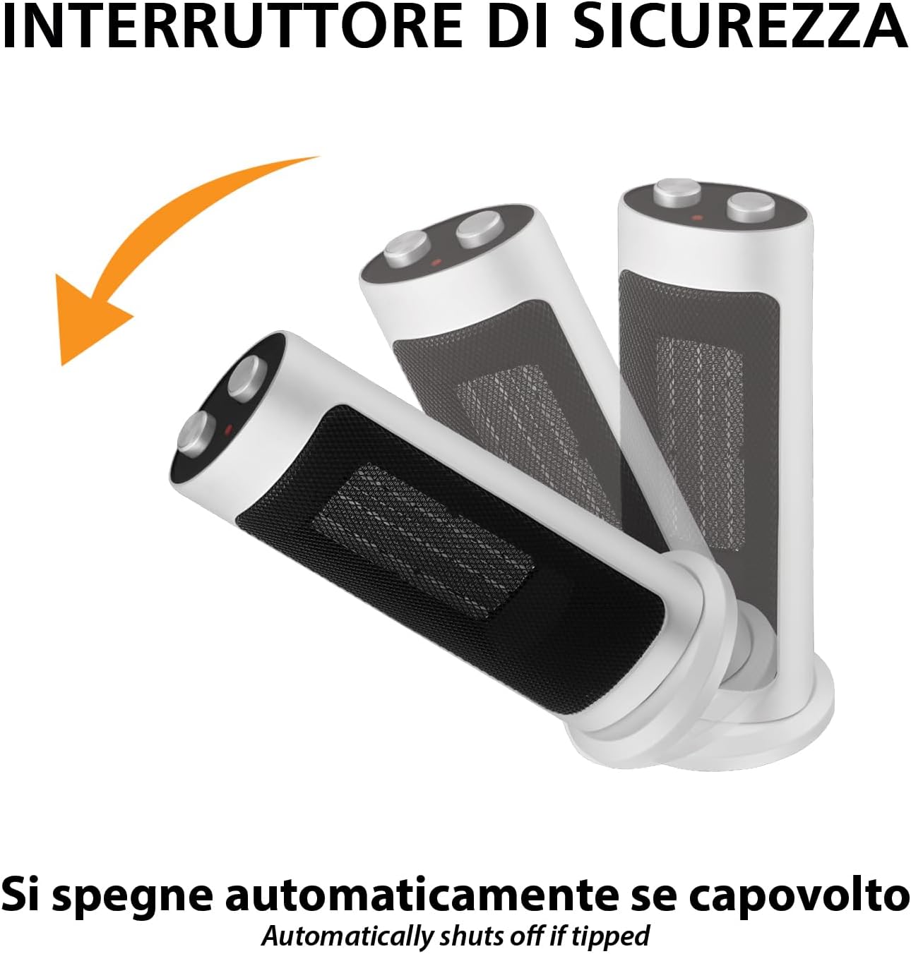 Generatore di aria calda ceramico, 2000W, base oscillante. Bianco - immagine 5