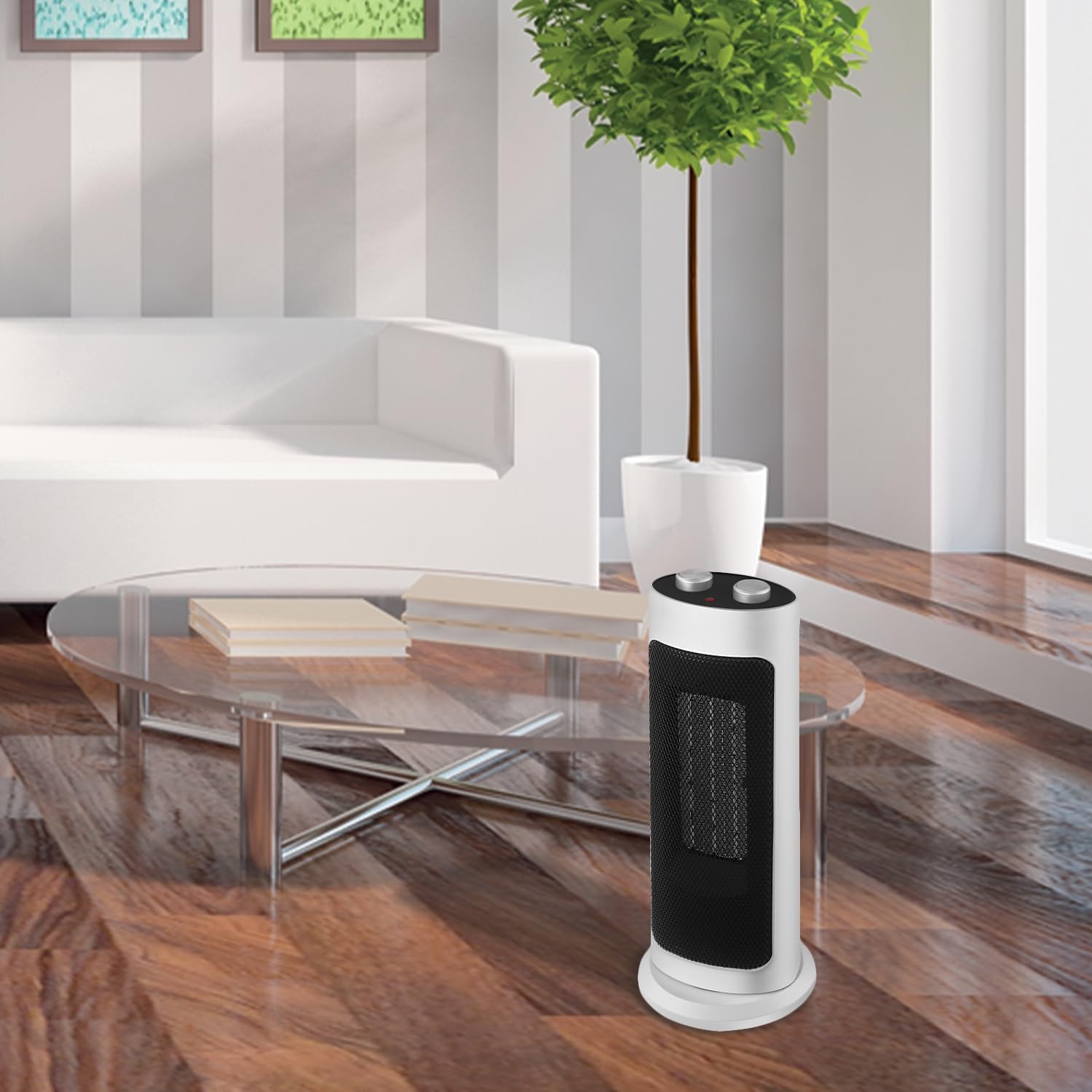 Generatore di aria calda ceramico, 2000W, base oscillante. Bianco - immagine 7