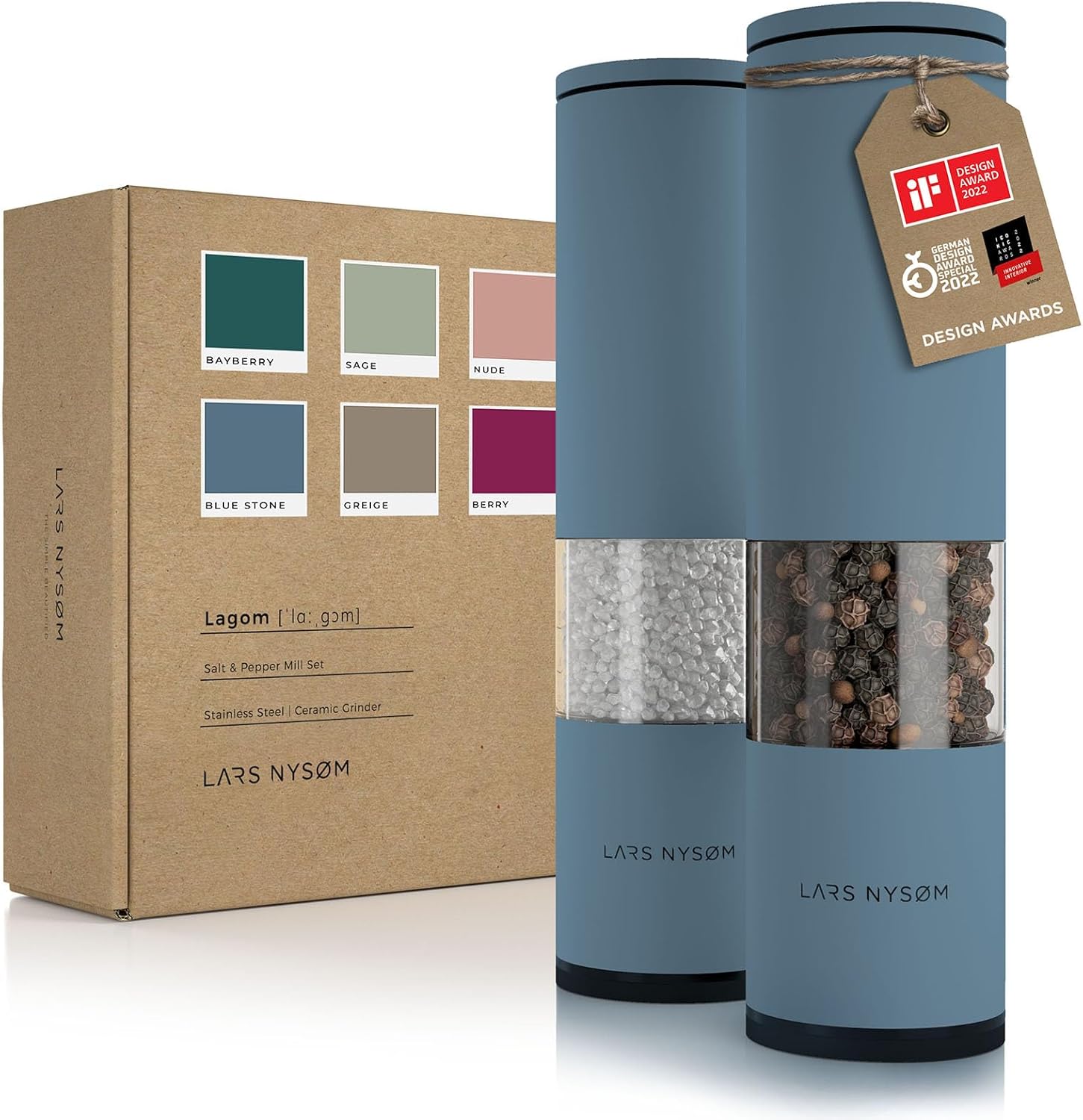 Lars Nysøm Set 2 Macina Sale e Pepe Manuale, Stone Blue - immagine 1